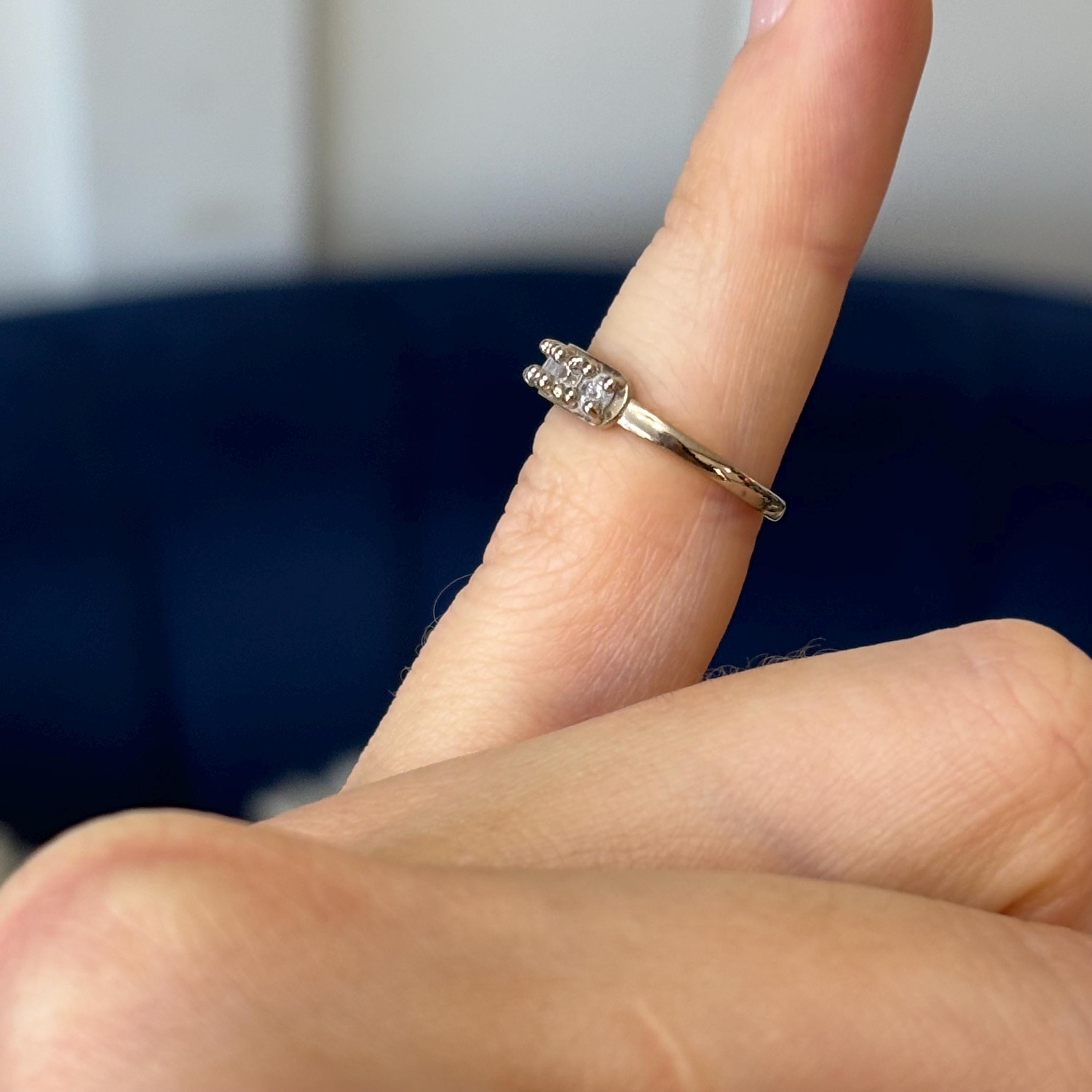 14k White Gold CZ Open Toe Ring
