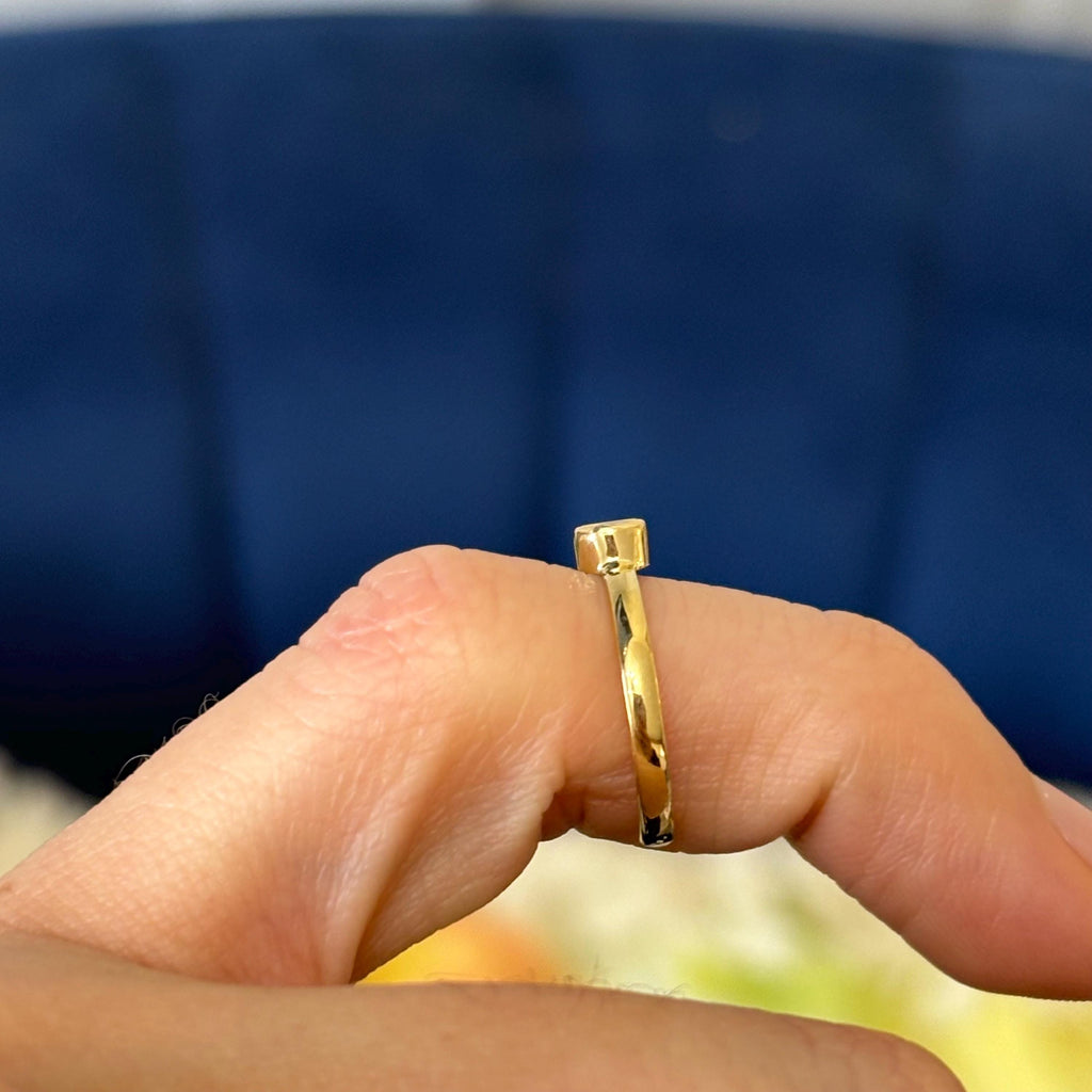 10k Gold CZ Bezel Open Toe Ring