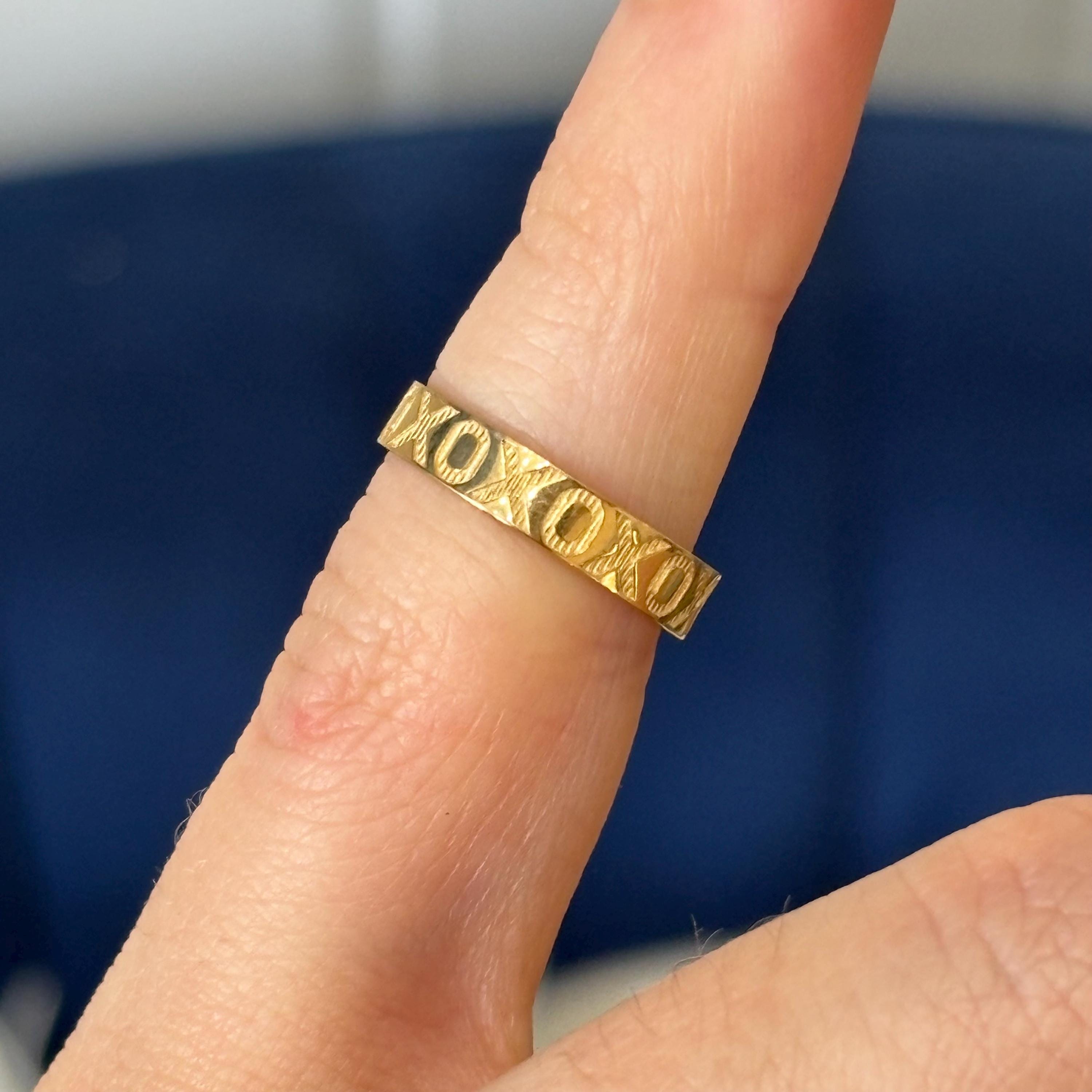 14k Gold X and O Pattern Open Band Toe Ring