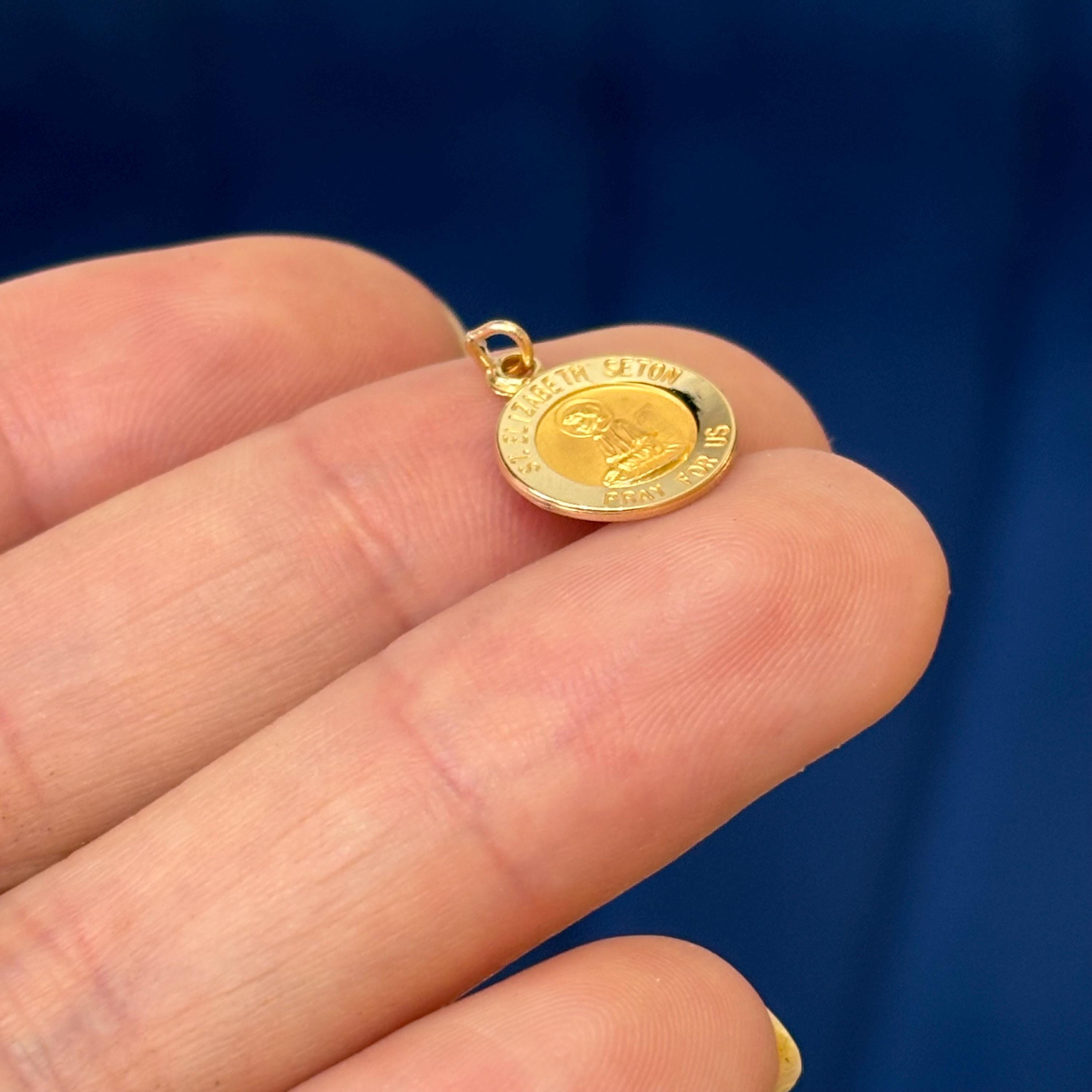 14k Gold St Elizabeth Seton Medal Charm