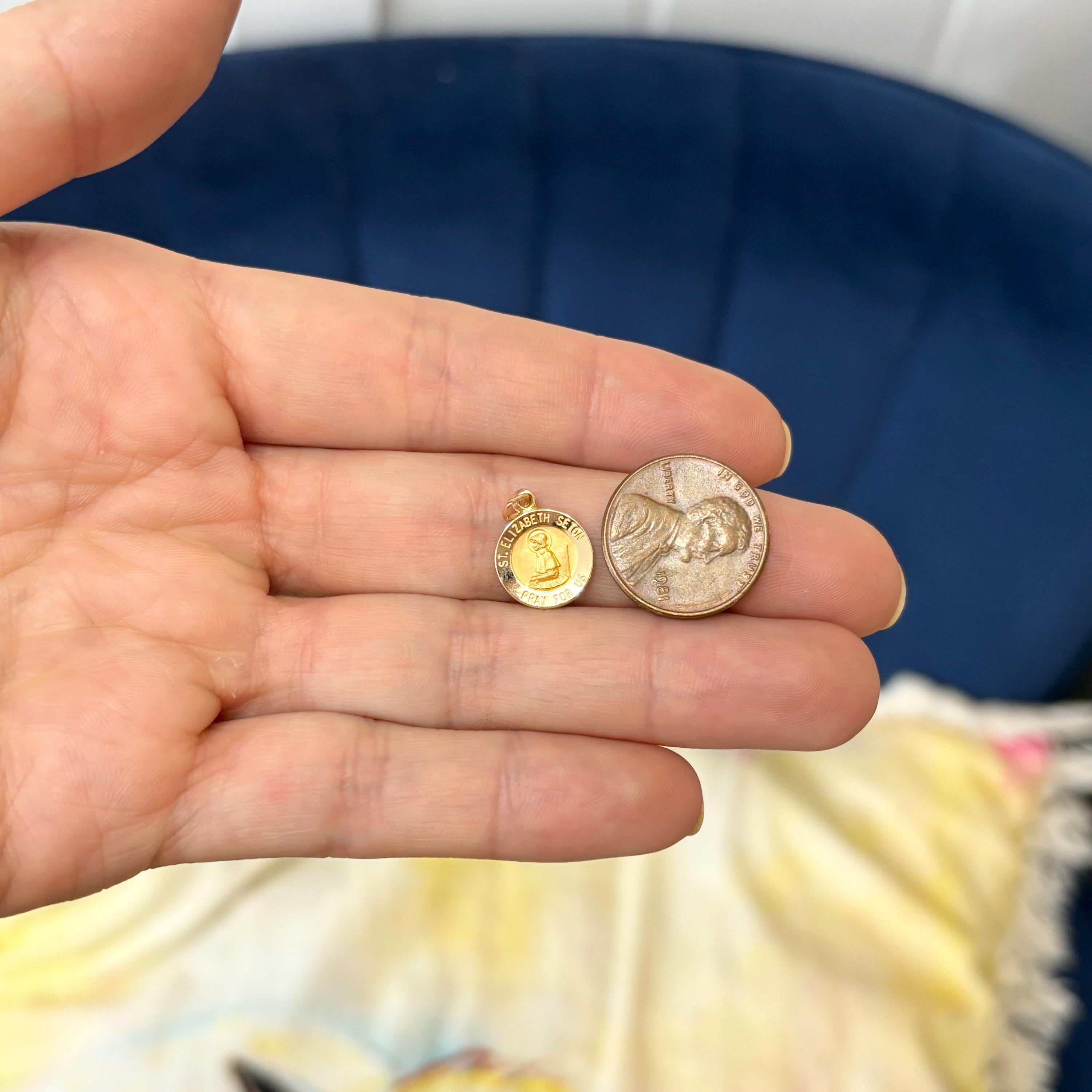 14k Gold St Elizabeth Seton Medal Charm