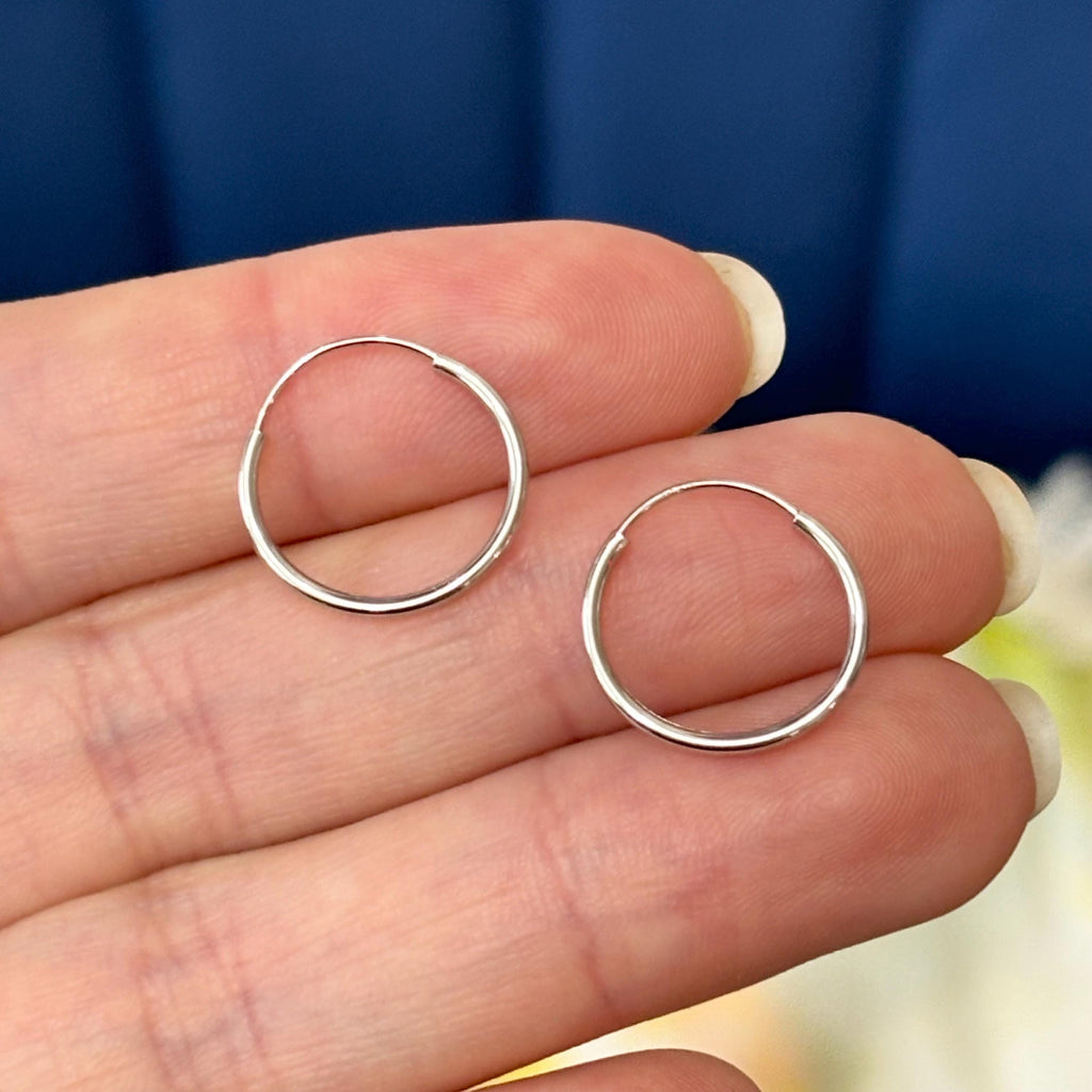 14k White Gold Endless Traditional Hoop Earrings