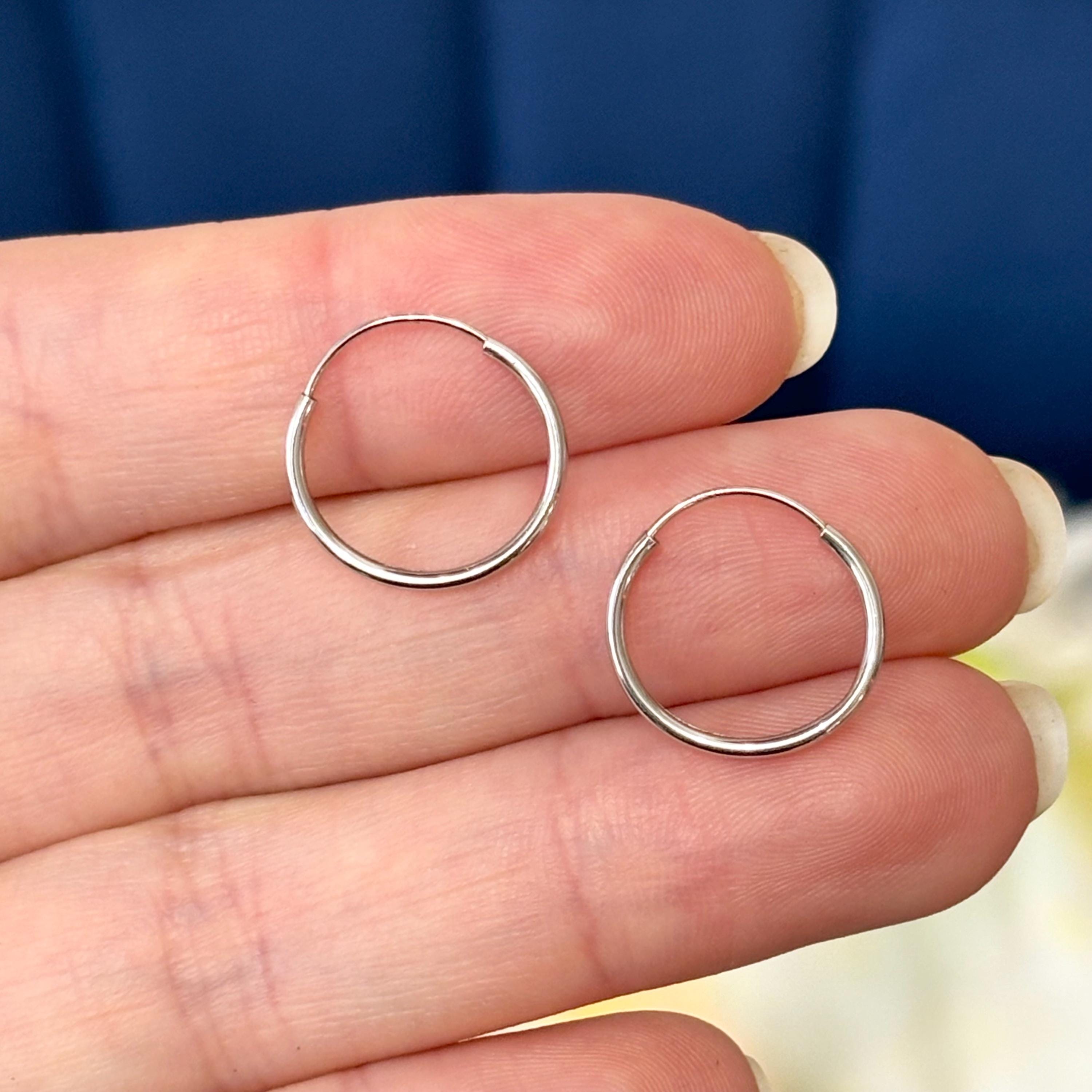14k White Gold Endless Traditional Hoop Earrings