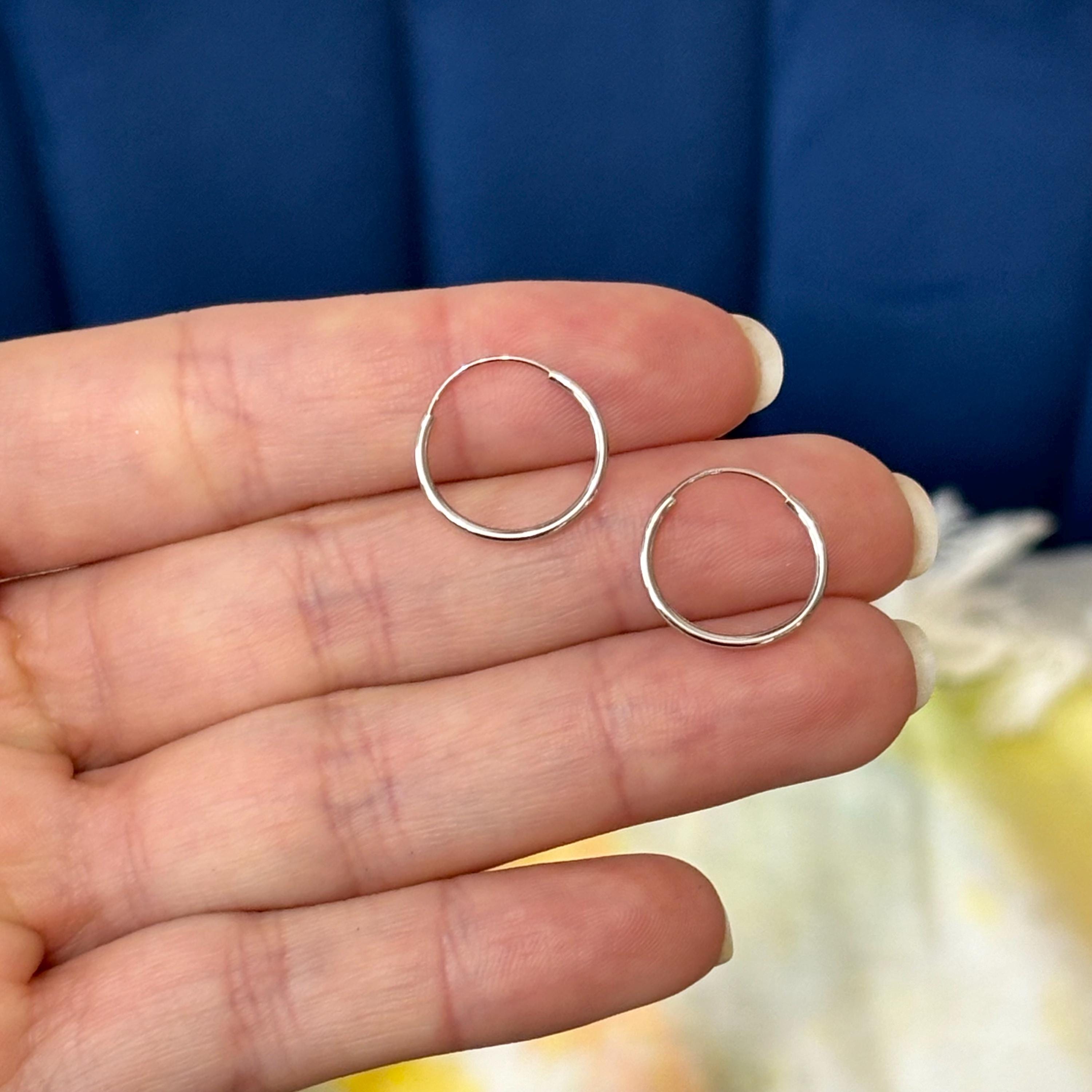 14k White Gold Endless Traditional Hoop Earrings