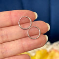 14k White Gold Endless Tube Traditional Hoop Earrings