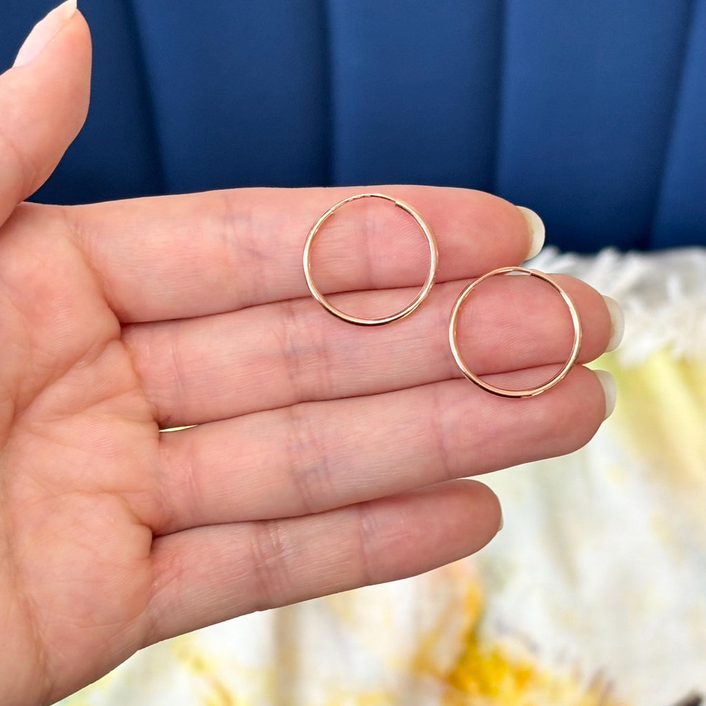10k Rose Gold Polished Endless Tube Hoop Earrings