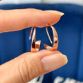 Sterling Silver Rose-tone Flat Bar Hoop Threader Earrings