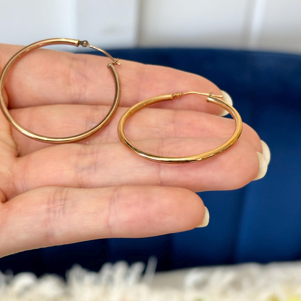14k Rose Gold Medium Hoop Earrings