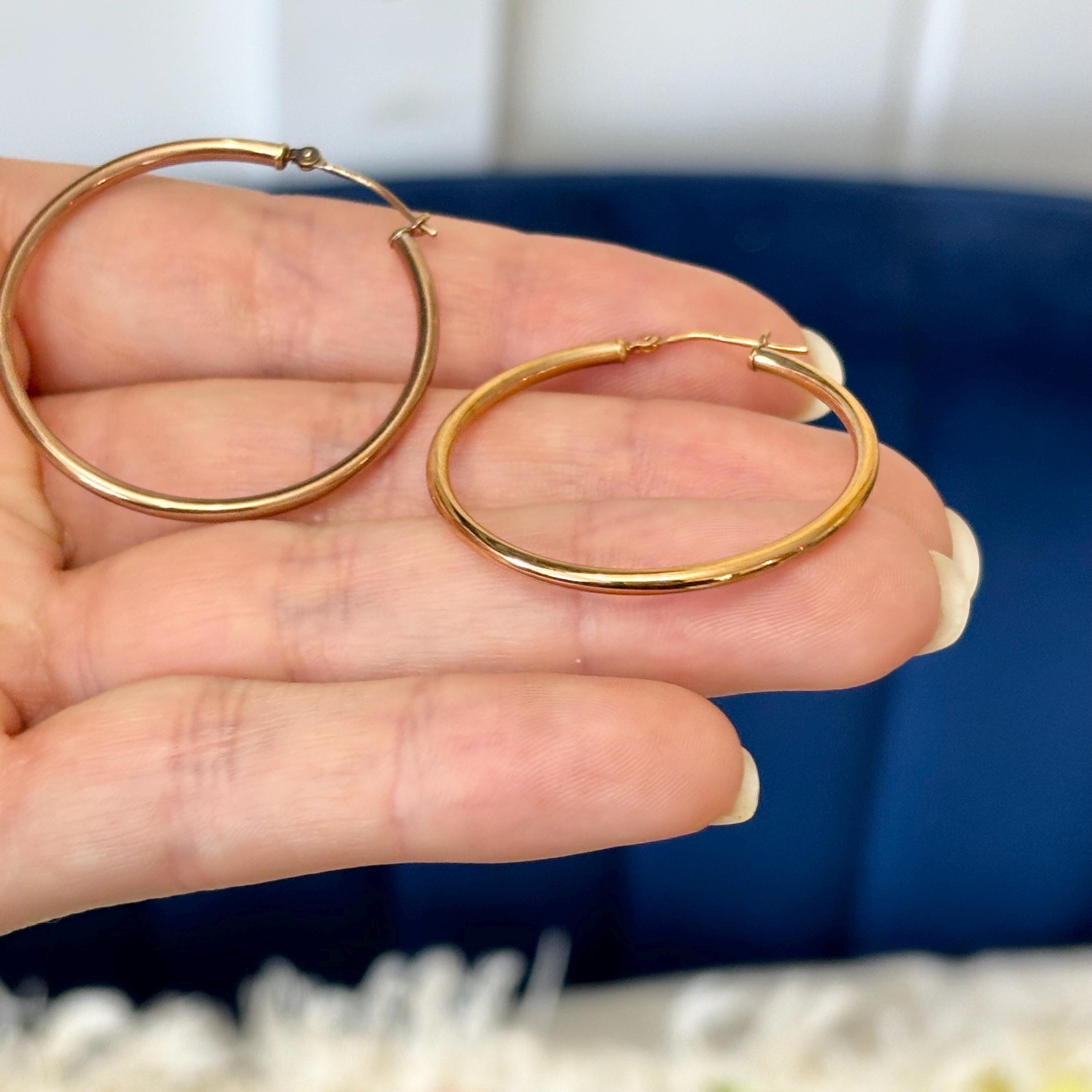 14k Rose Gold Medium Hoop Earrings