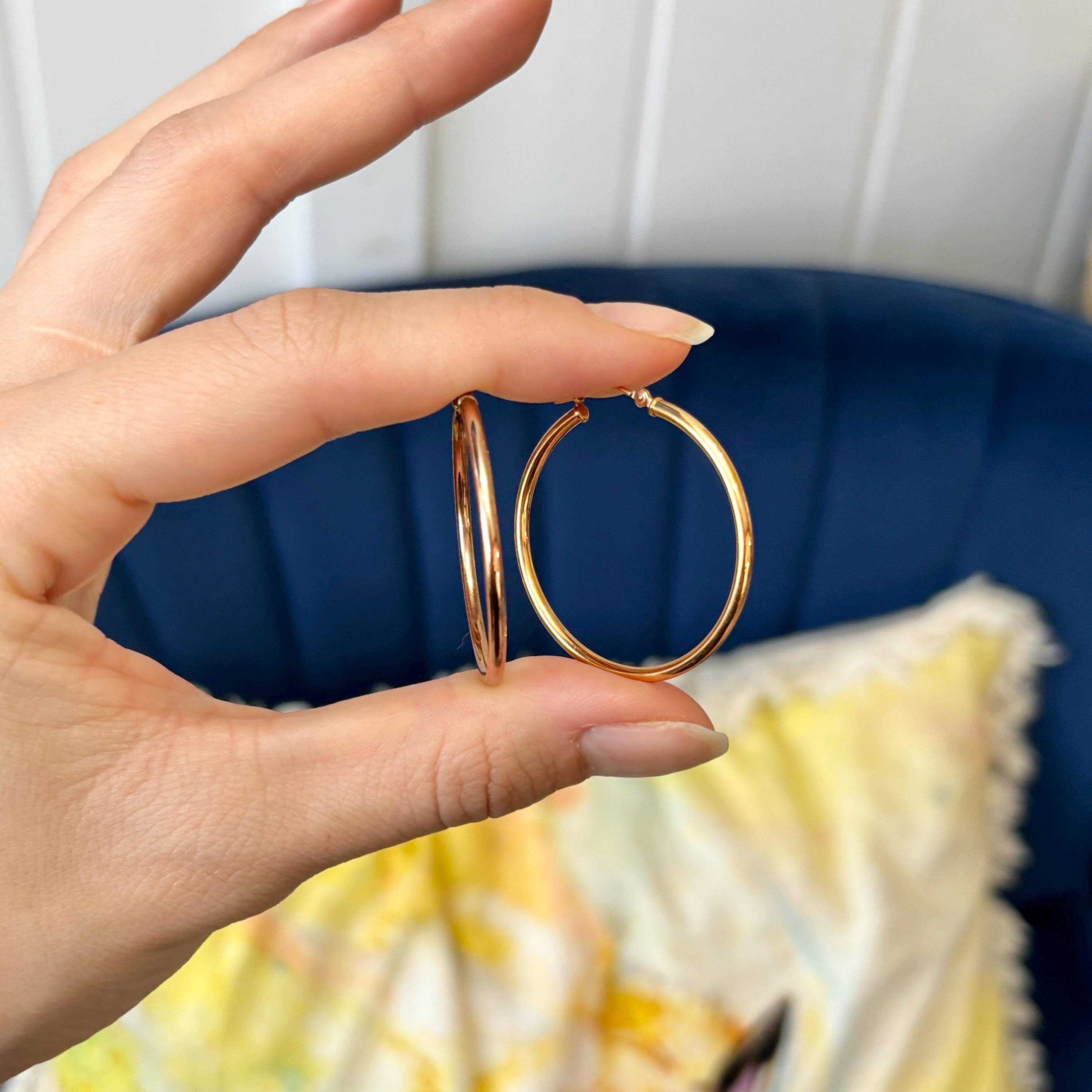 14k Rose Gold Medium Hoop Earrings