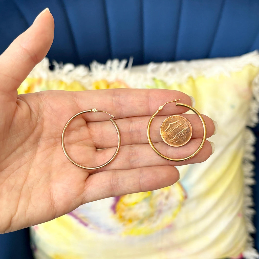 14k Rose Gold Medium Hoop Earrings