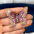 Metal Purple Enamel with Green and Purple Crystals Pin