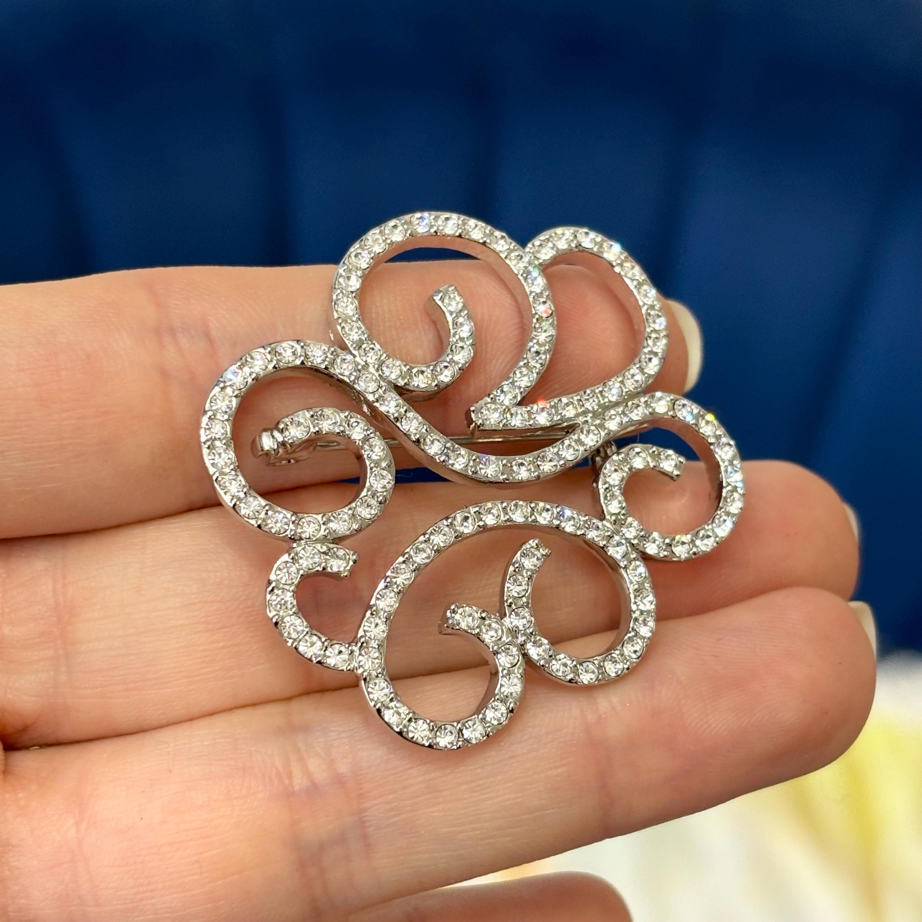 Silver Freeform Crystal Pin