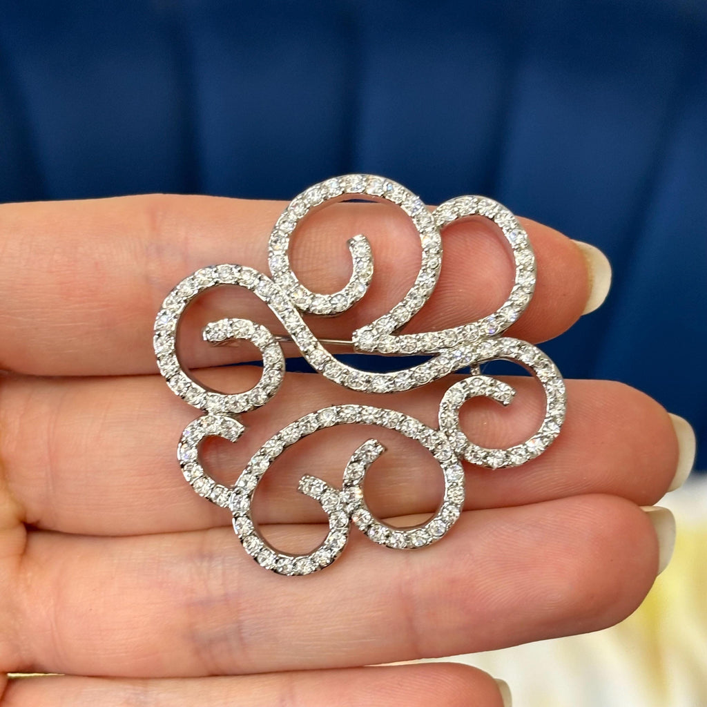 Silver Freeform Crystal Pin