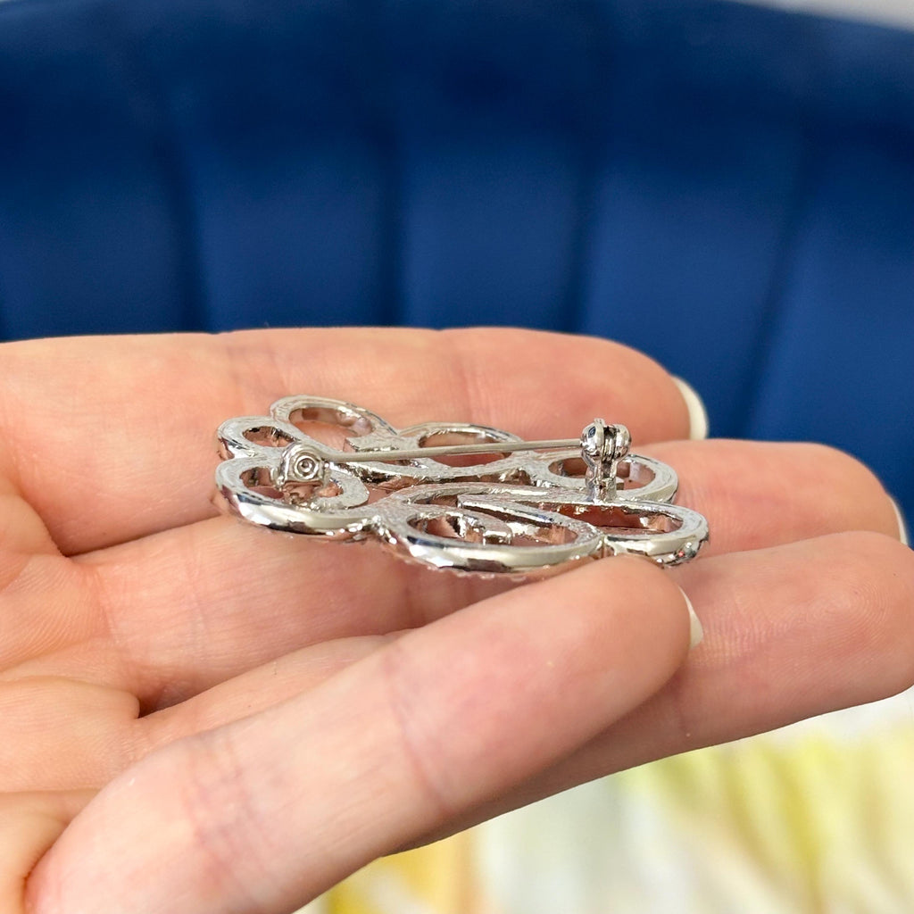 Silver Freeform Crystal Pin
