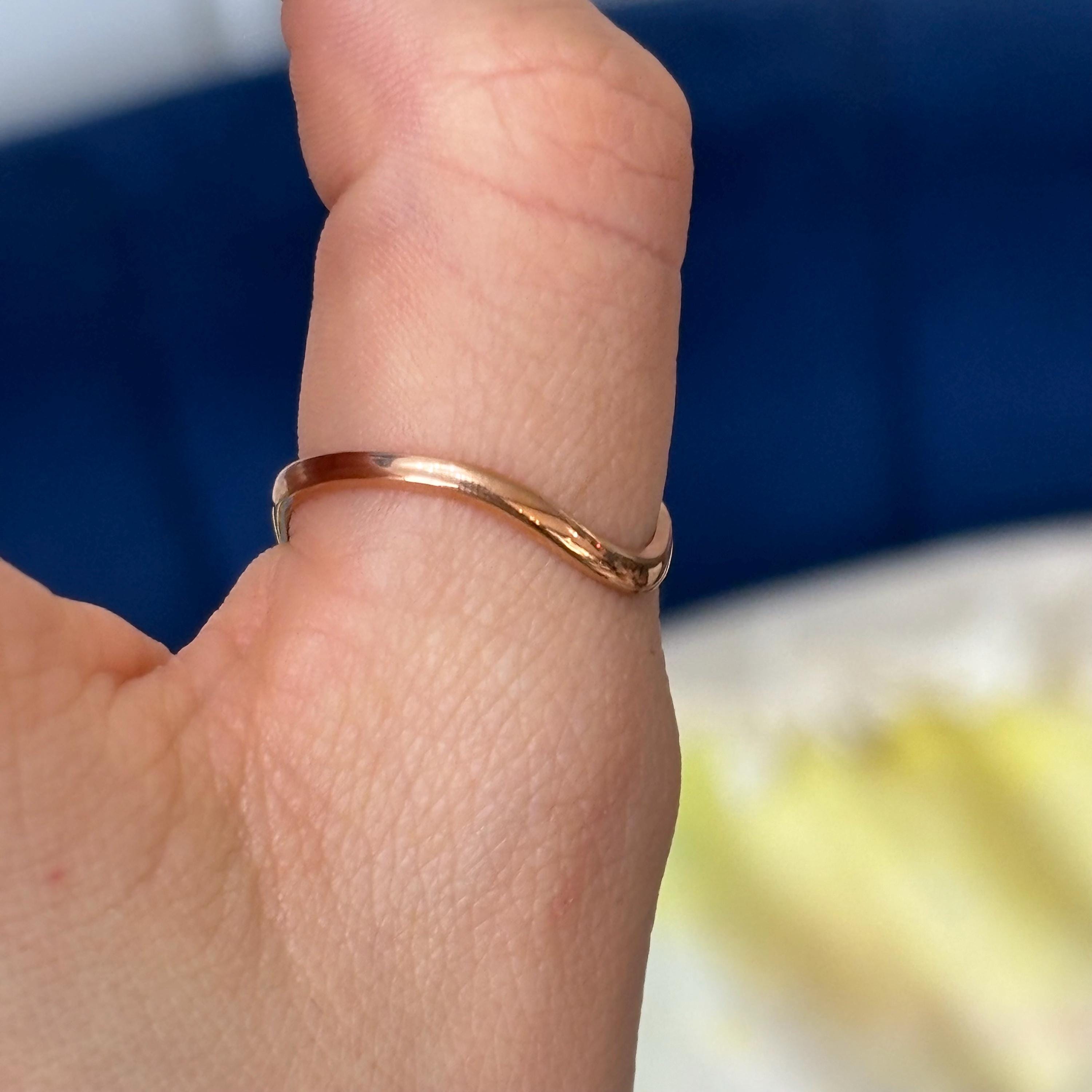 14k Rose Gold Curved Wave Thumb Ring