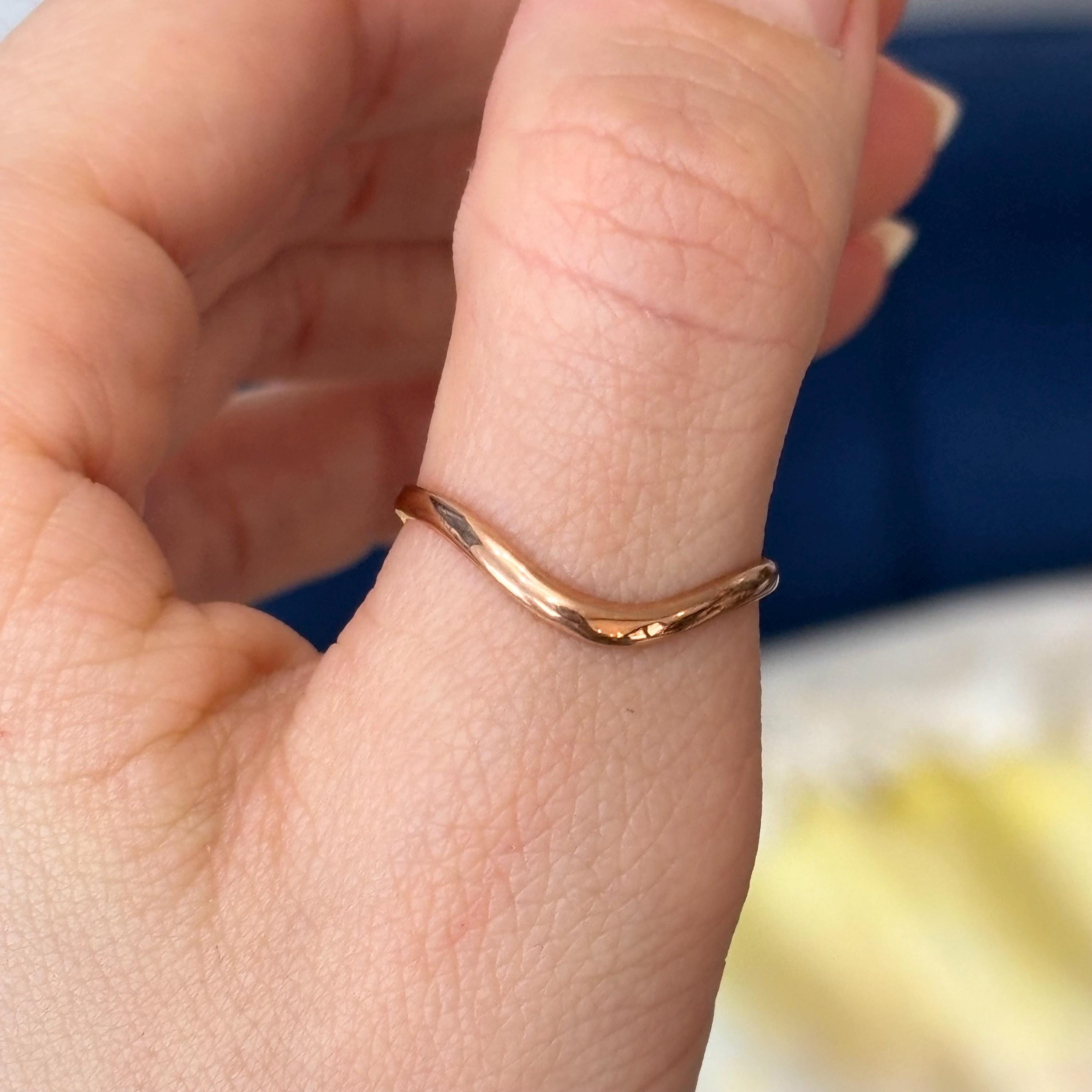 14k Rose Gold Curved Wave Thumb Ring