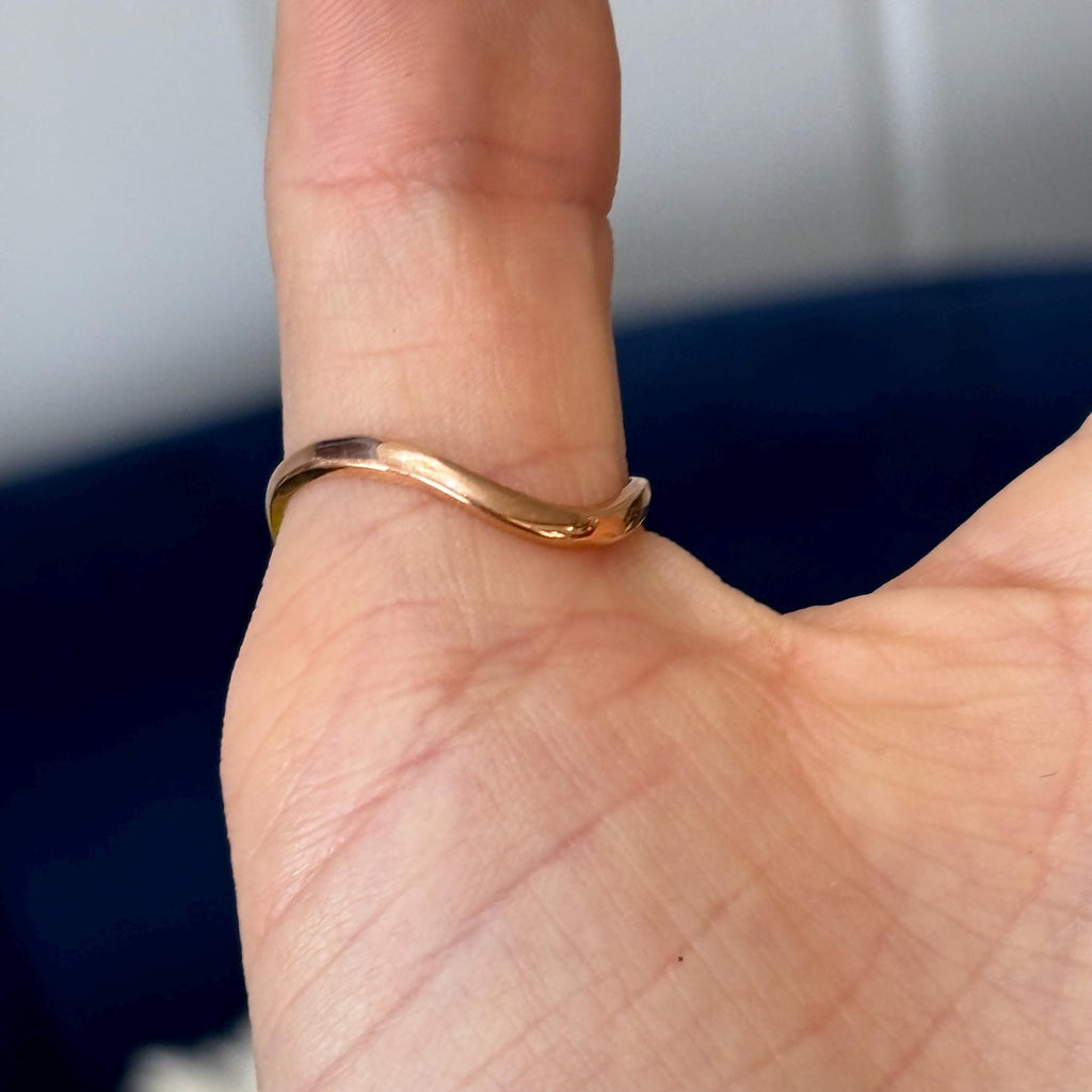 14k Rose Gold Curved Wave Thumb Ring