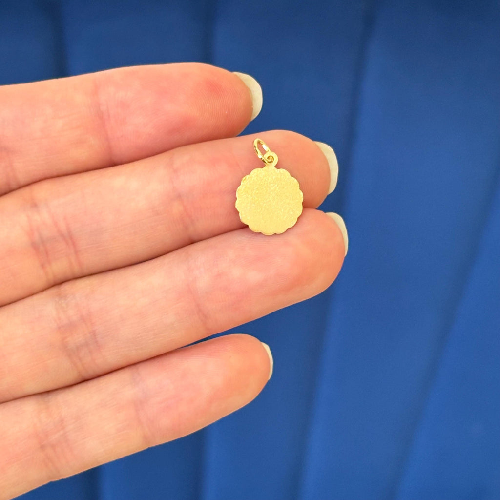 14k Yellow Gold Baby Angel Round Cherub Charm Pendant
