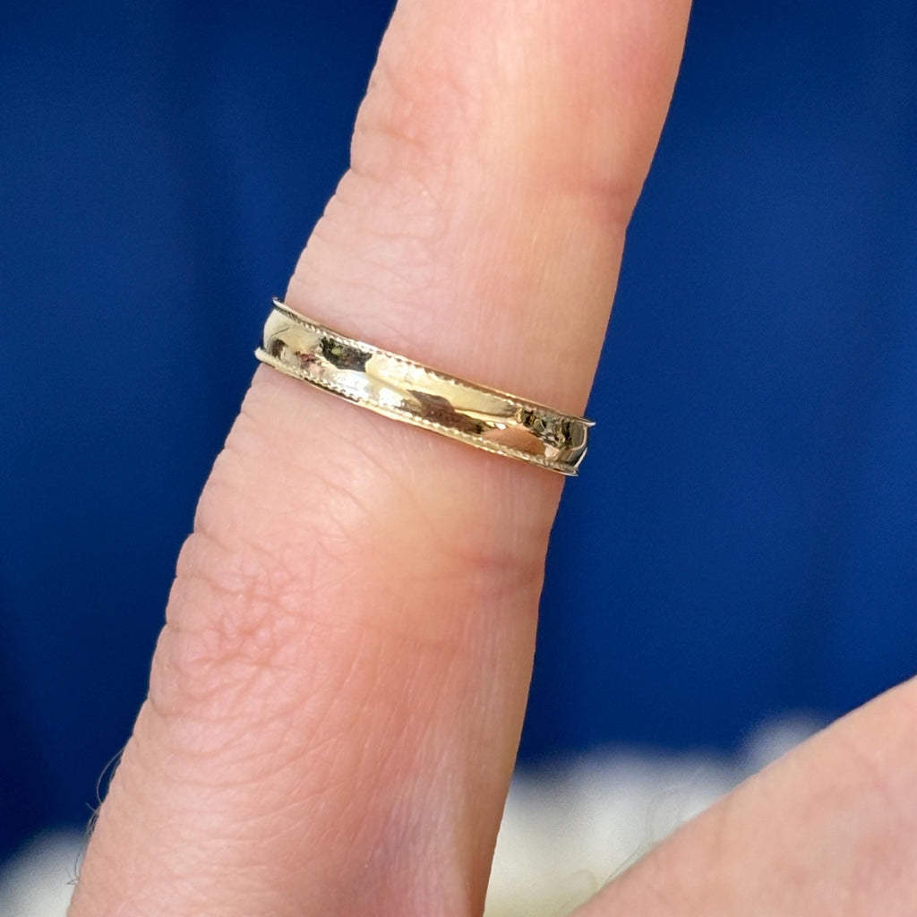 14k Yellow Gold Milgrain Adjustable Open Toe Ring