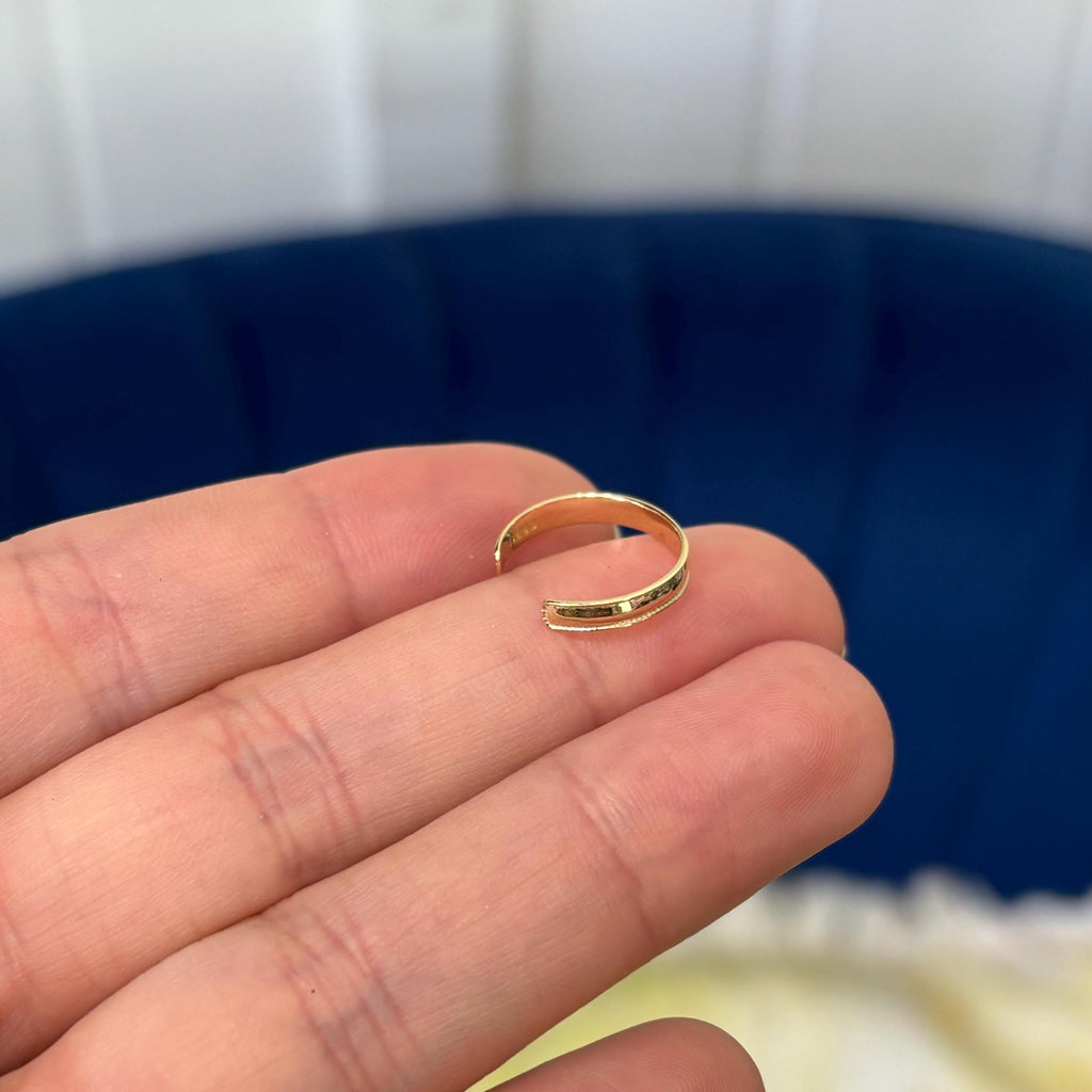 14k Yellow Gold Milgrain Adjustable Open Toe Ring