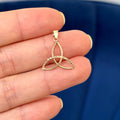 14k Yellow Gold Tiny Irish Celtic Trinity Knot Diamond-cut Detailed Charm Pendant