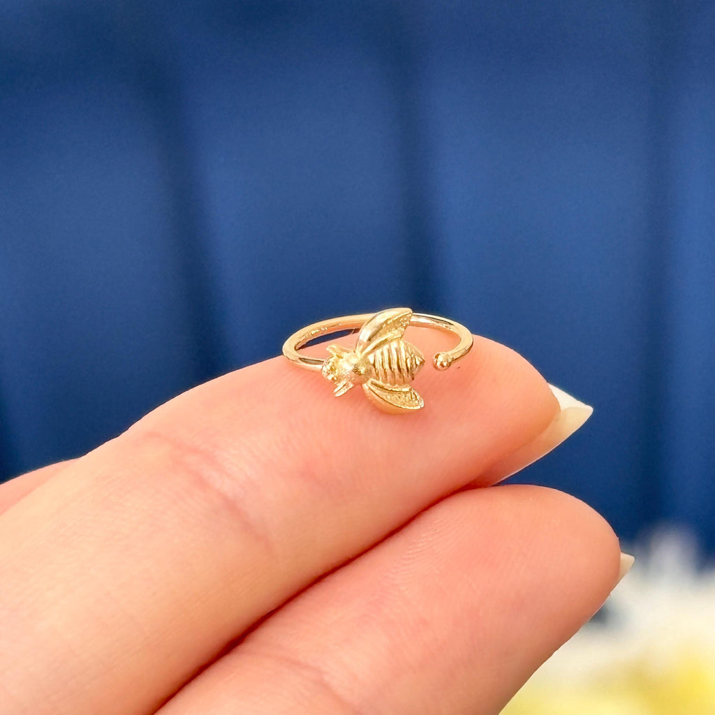 14k Gold Bumble Bee Nose Ring/Ear Cuff