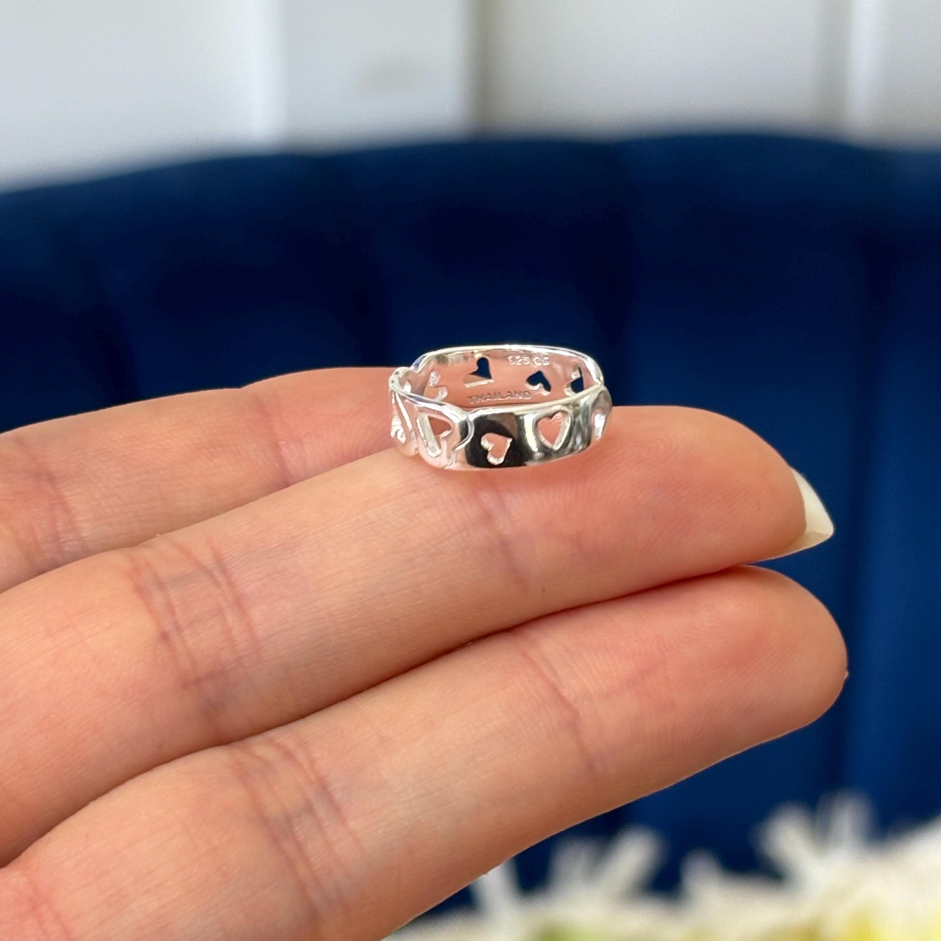 Sterling Silver Curvy Hearts Open Band Toe Ring