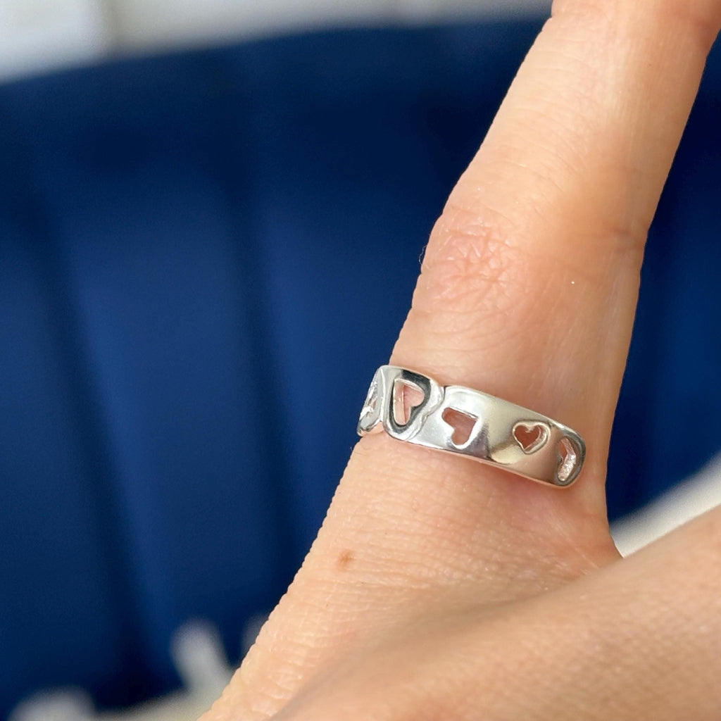 Sterling Silver Curvy Hearts Open Band Toe Ring