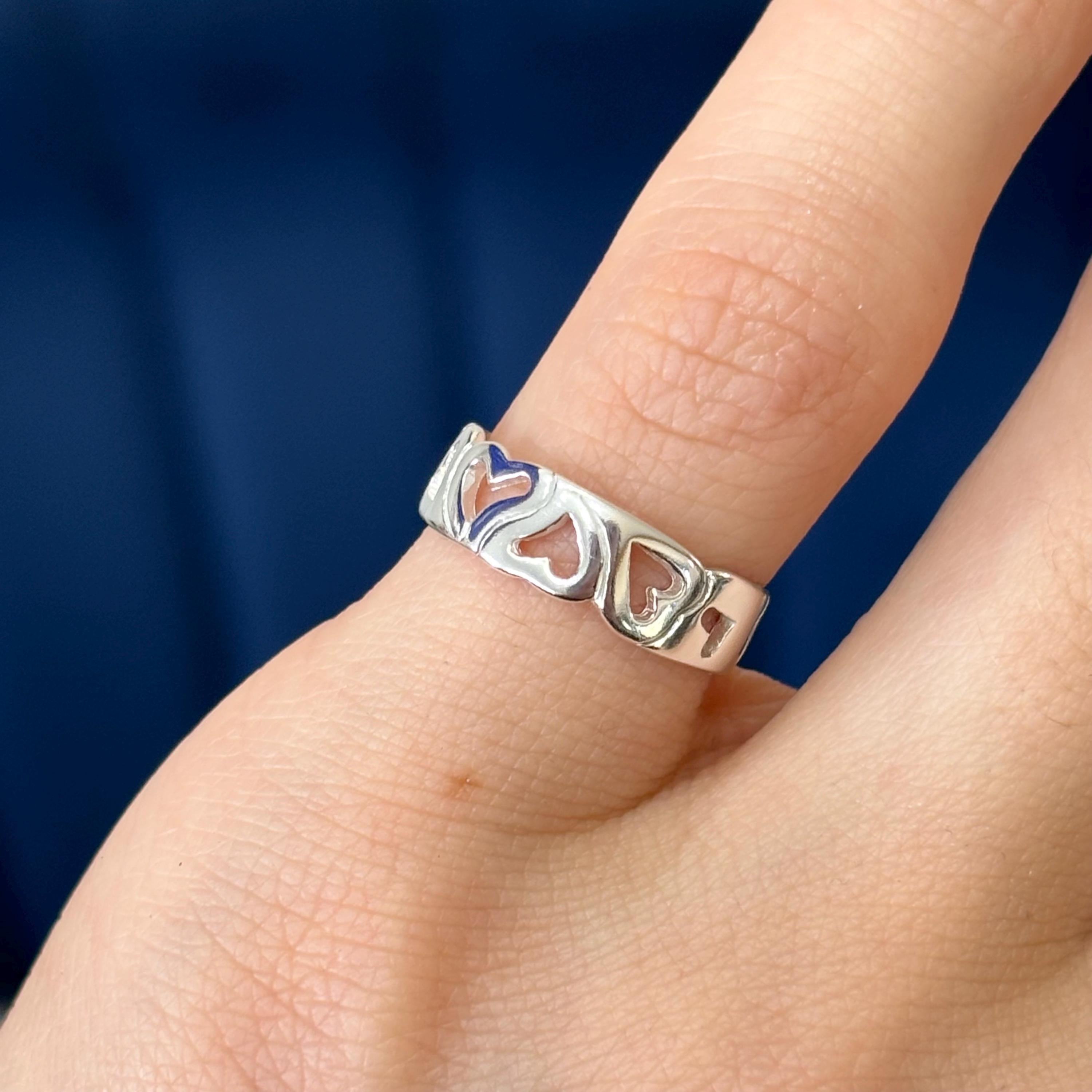 Sterling Silver Curvy Hearts Open Band Toe Ring