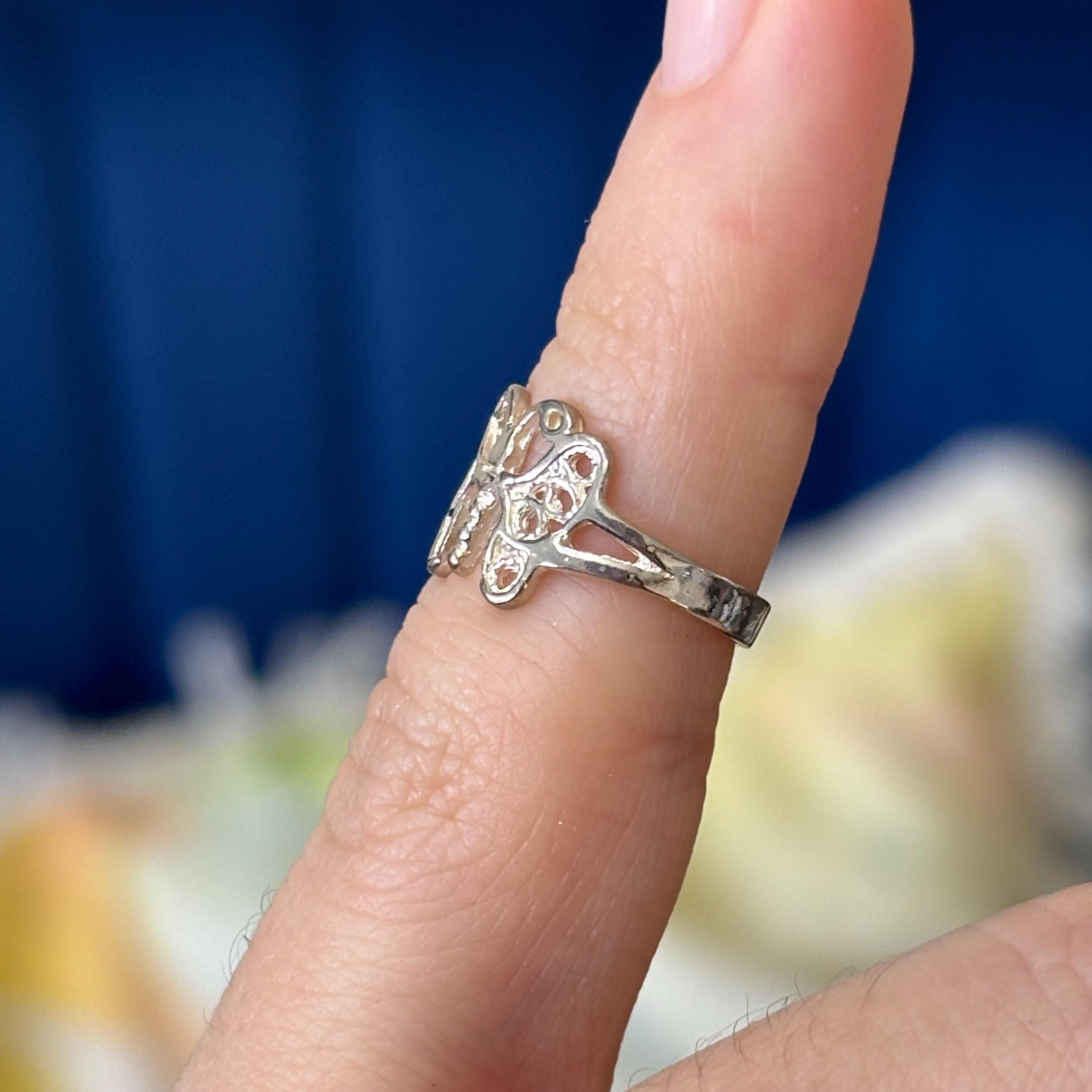 Sterling Silver Filigree Butterfly Open Band Toe Ring