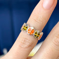 Sterling Silver Orange and Yellow Enameled Lady Bug Open Band Toe Ring