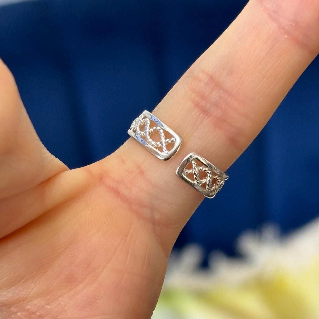Sterling Silver Twisted Rope Open-design Toe Ring