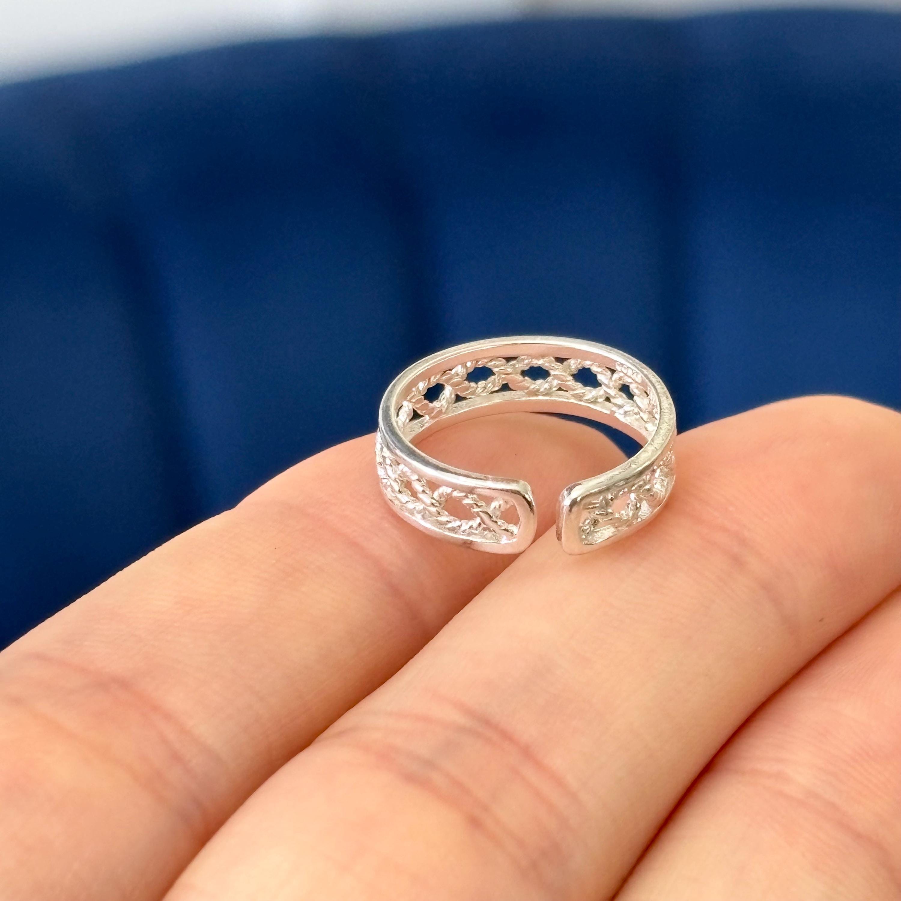 Sterling Silver Twisted Rope Open-design Toe Ring