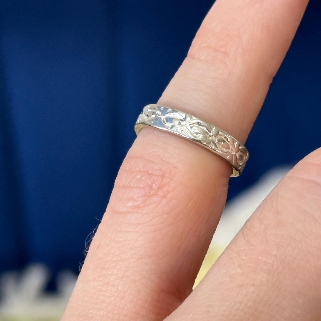 Sterling Silver Etched Design Open Band Toe Ring