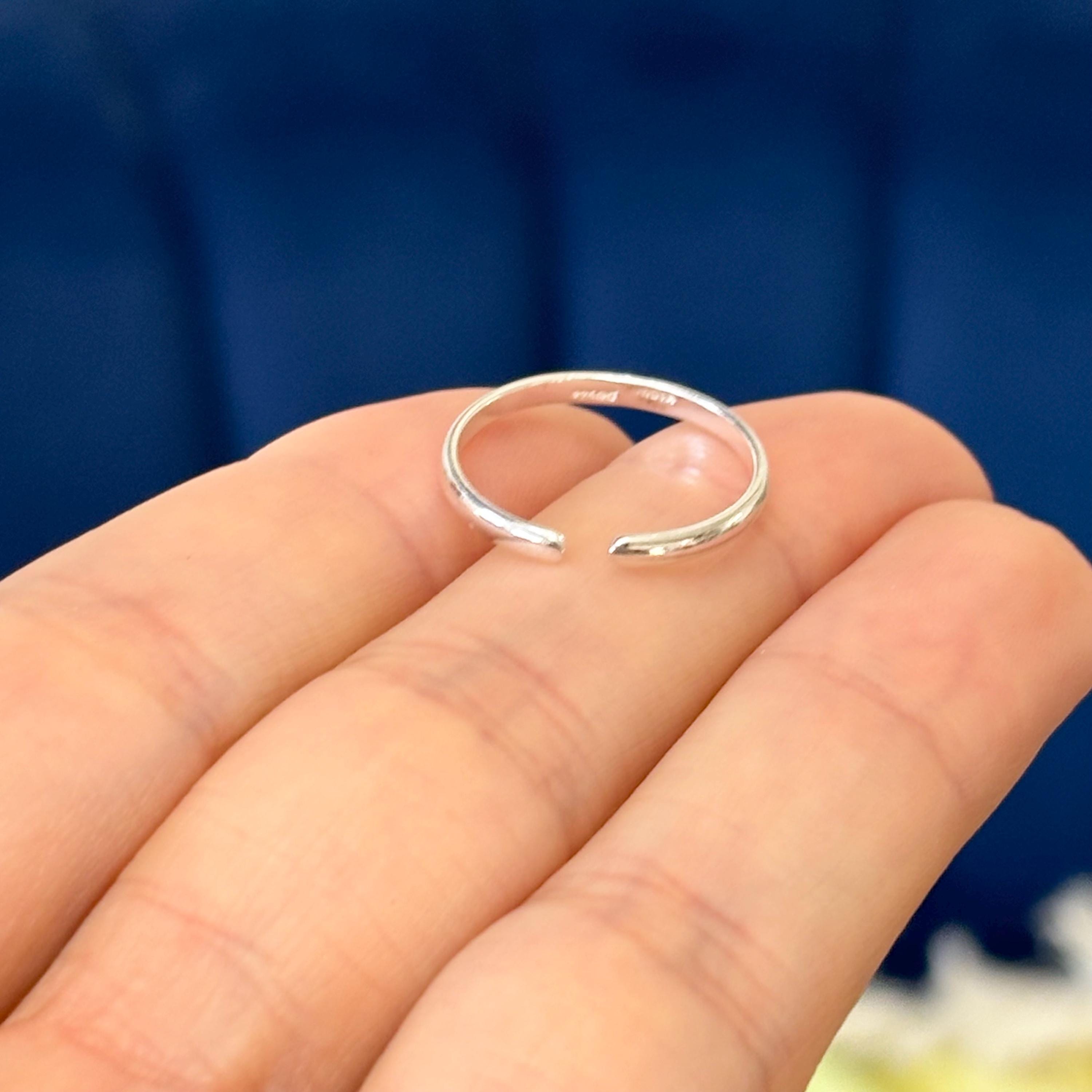 Sterling Silver Stackable Thin Plain Open Band Toe Ring