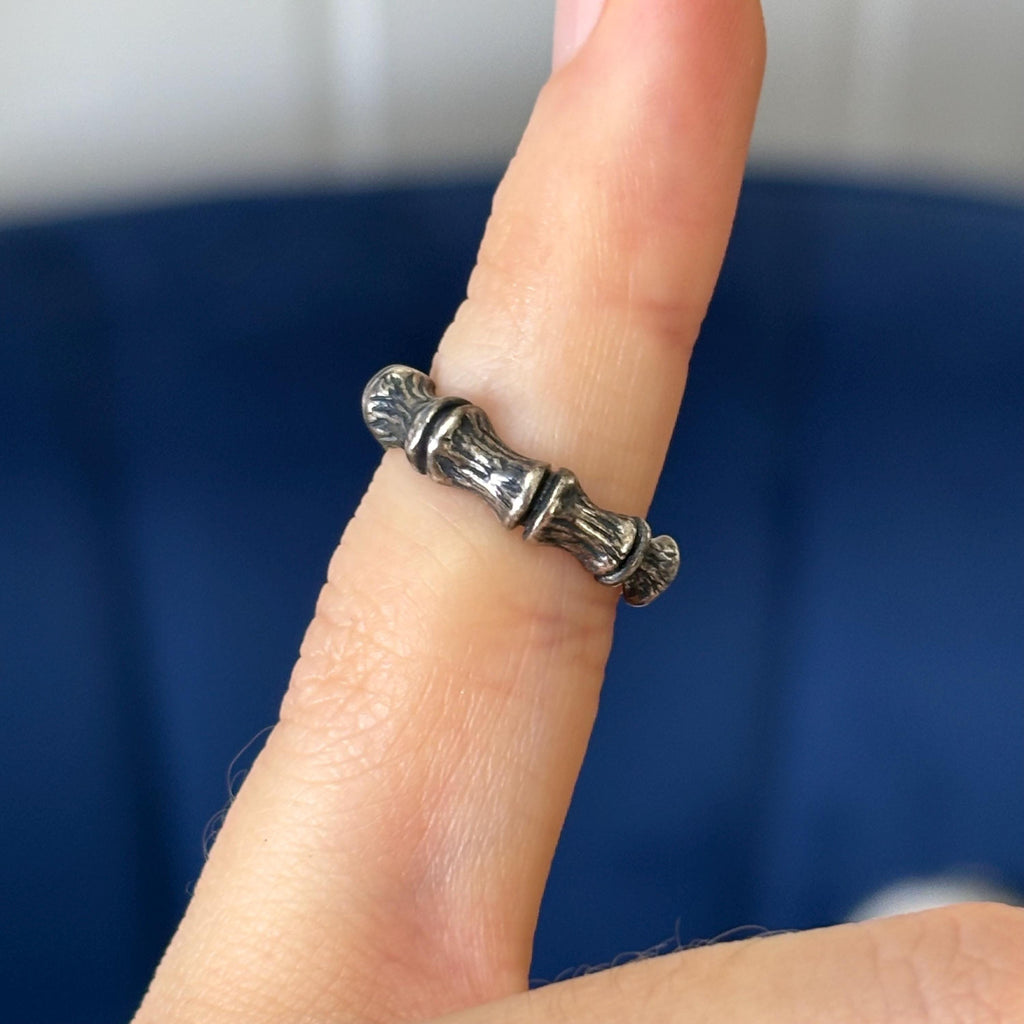Sterling Silver Antiqued Bamboo Toe Ring