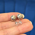 Stainless Steel Polished Ball with Clear Glass Reversible Ball Post Earrings