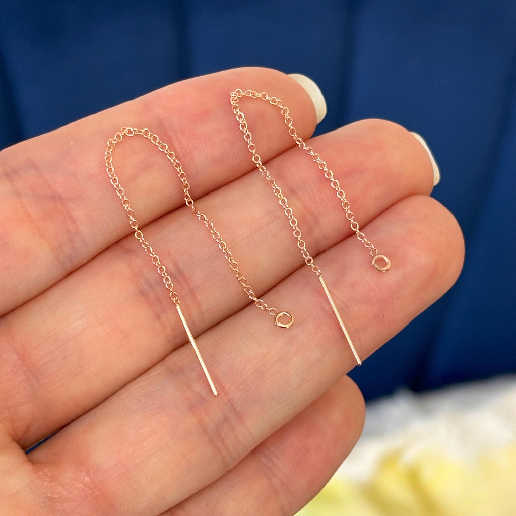14/20 Rose Gold-filled Cable Chain Ear Thread with Open Ring