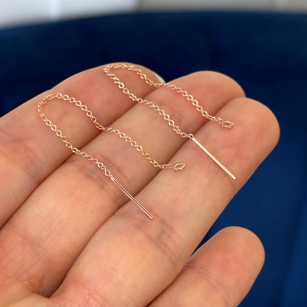 14/20 Rose Gold-filled Cable Chain Ear Thread with Open Ring