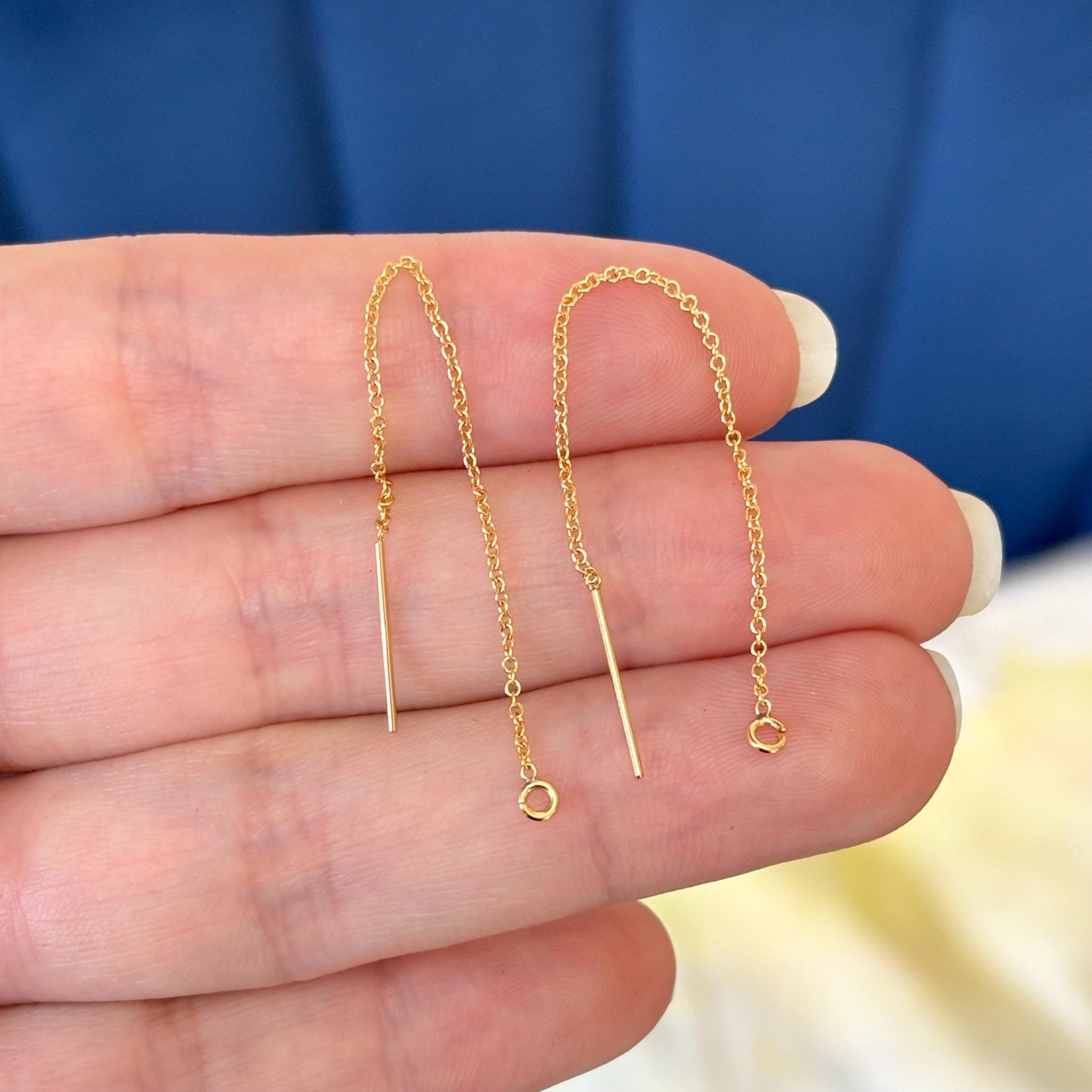 14/20 Yellow Gold-filled Cable Chain Ear Thread with Open Ring