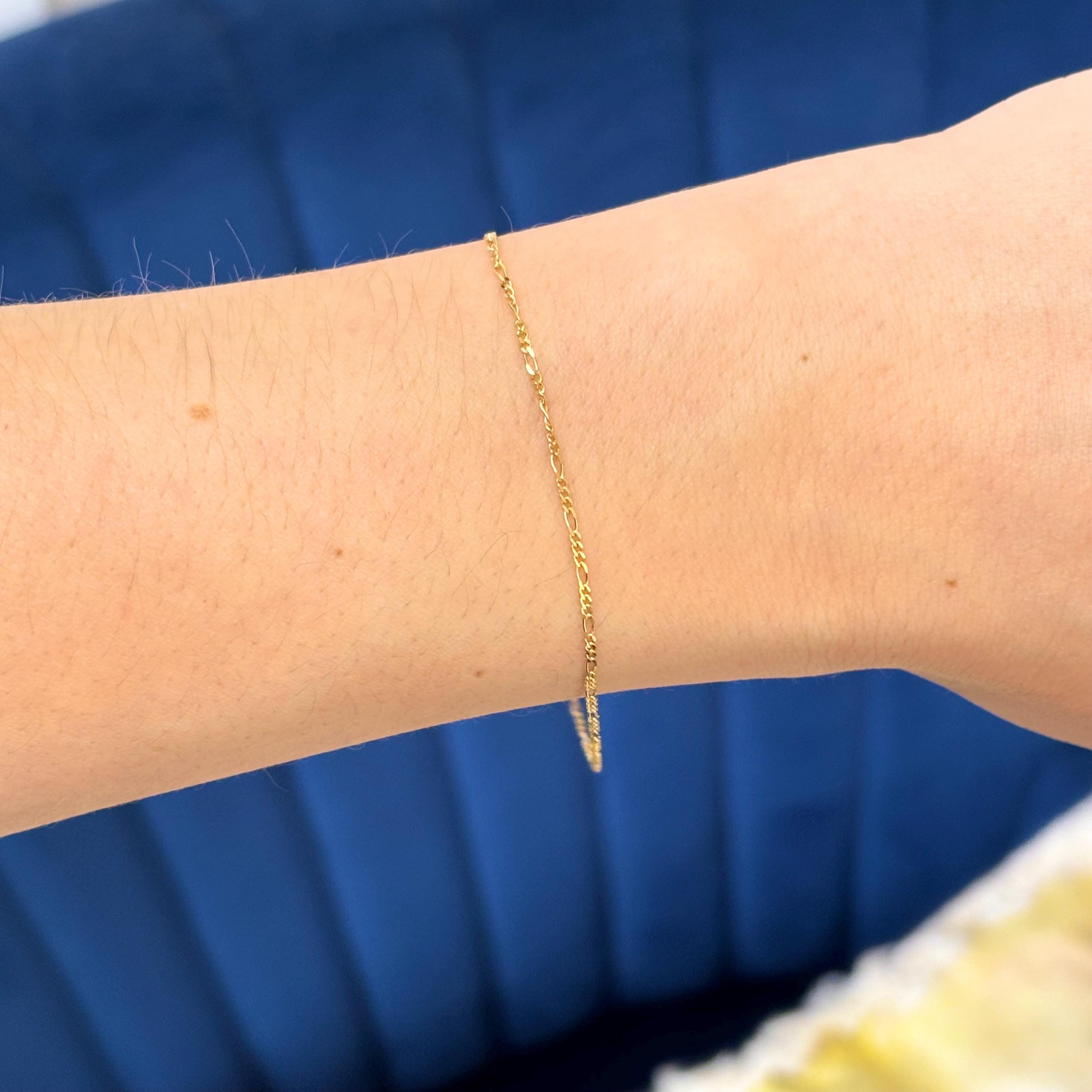 10k Yellow Gold Flat Figaro Chain Bracelet
