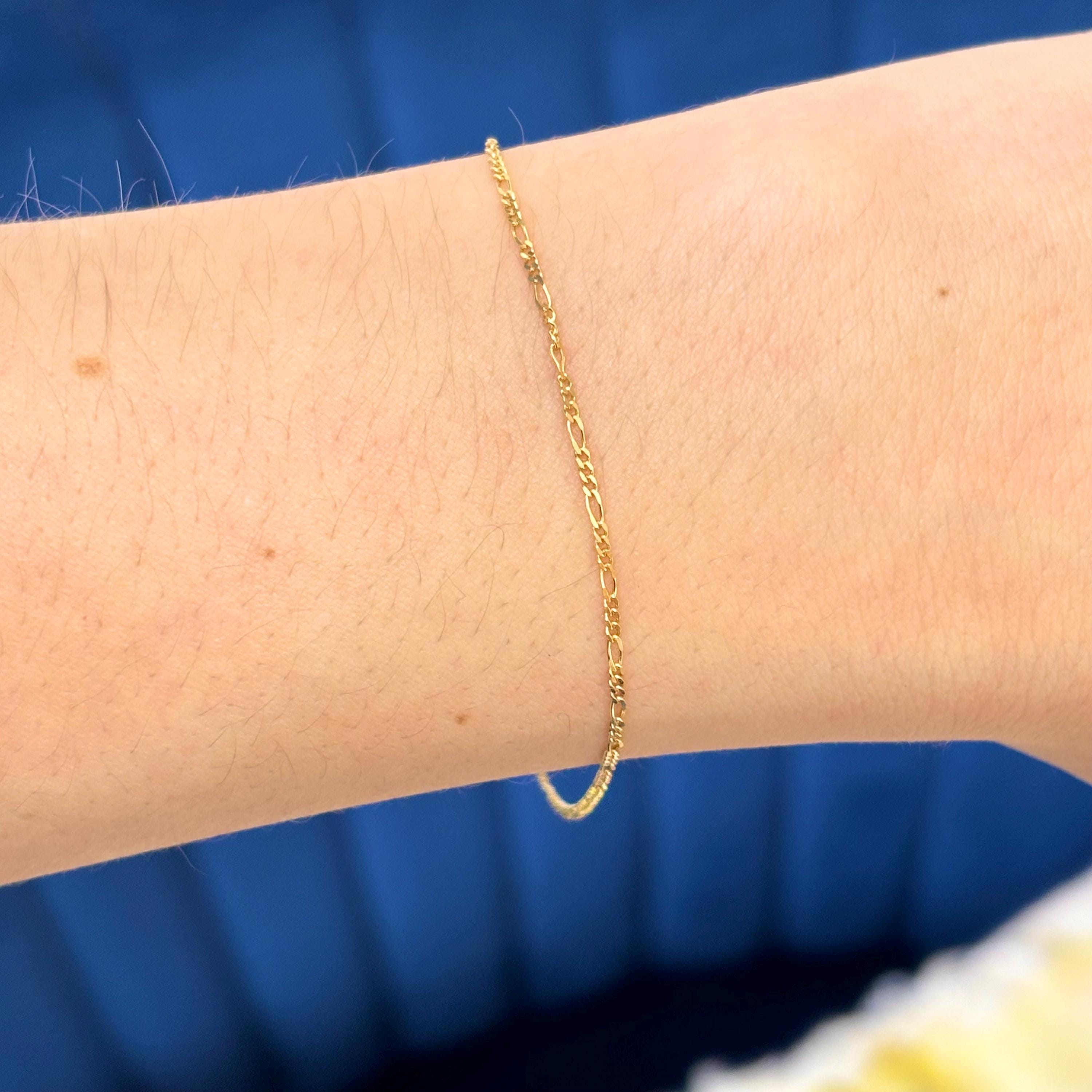 10k Yellow Gold Flat Figaro Chain Bracelet