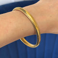 Stainless Steel Gold-tone Textured Slip-on Bangle Bracelet