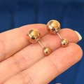Stainless Steel Polished Pink IP-plated Reversible Ball Post Earrings