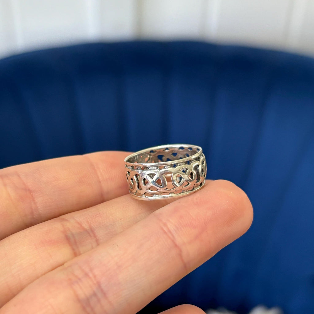 Sterling Silver Antiqued Celtic Design Band