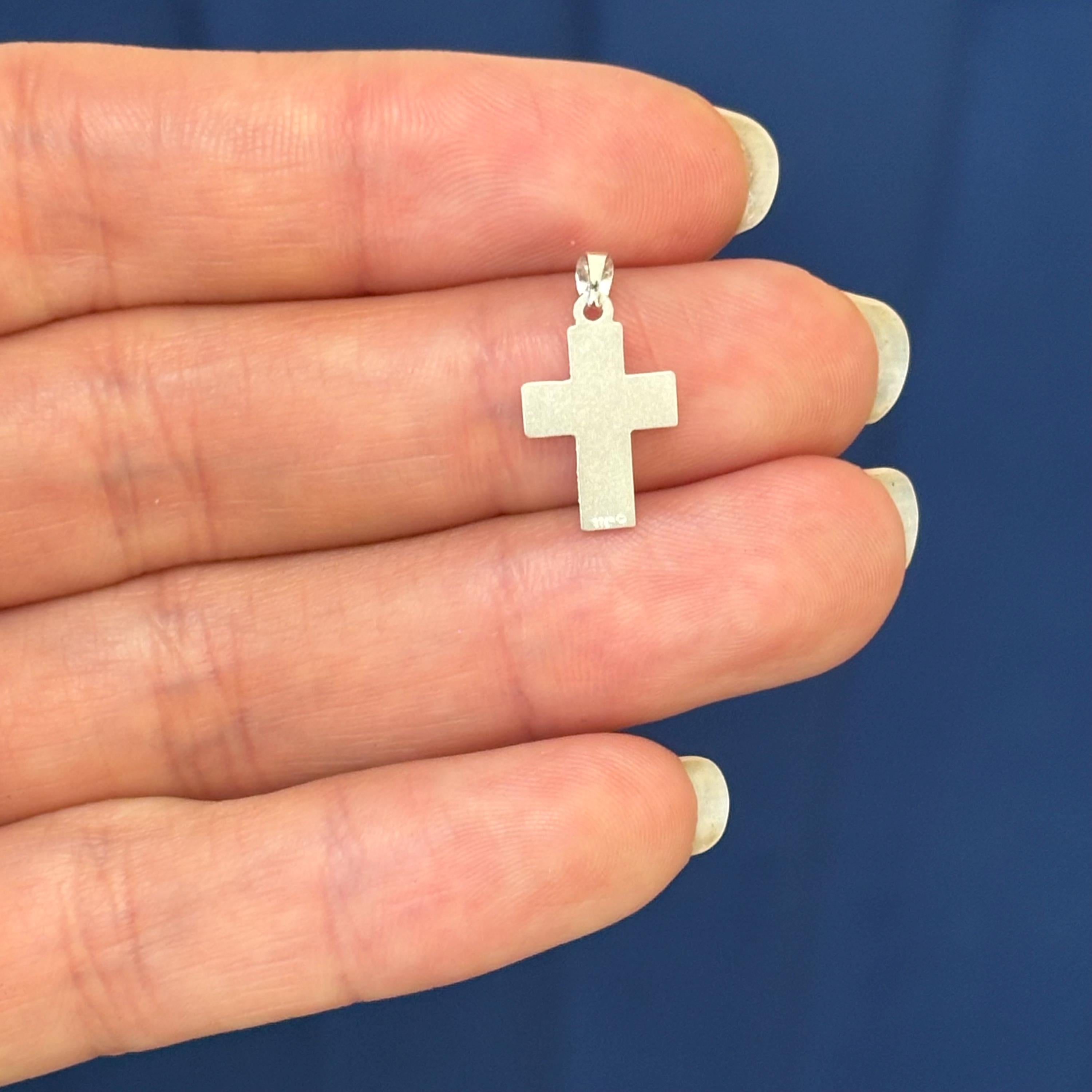 Sterling Silver Rugged Wood-grain Small Cross Pendant