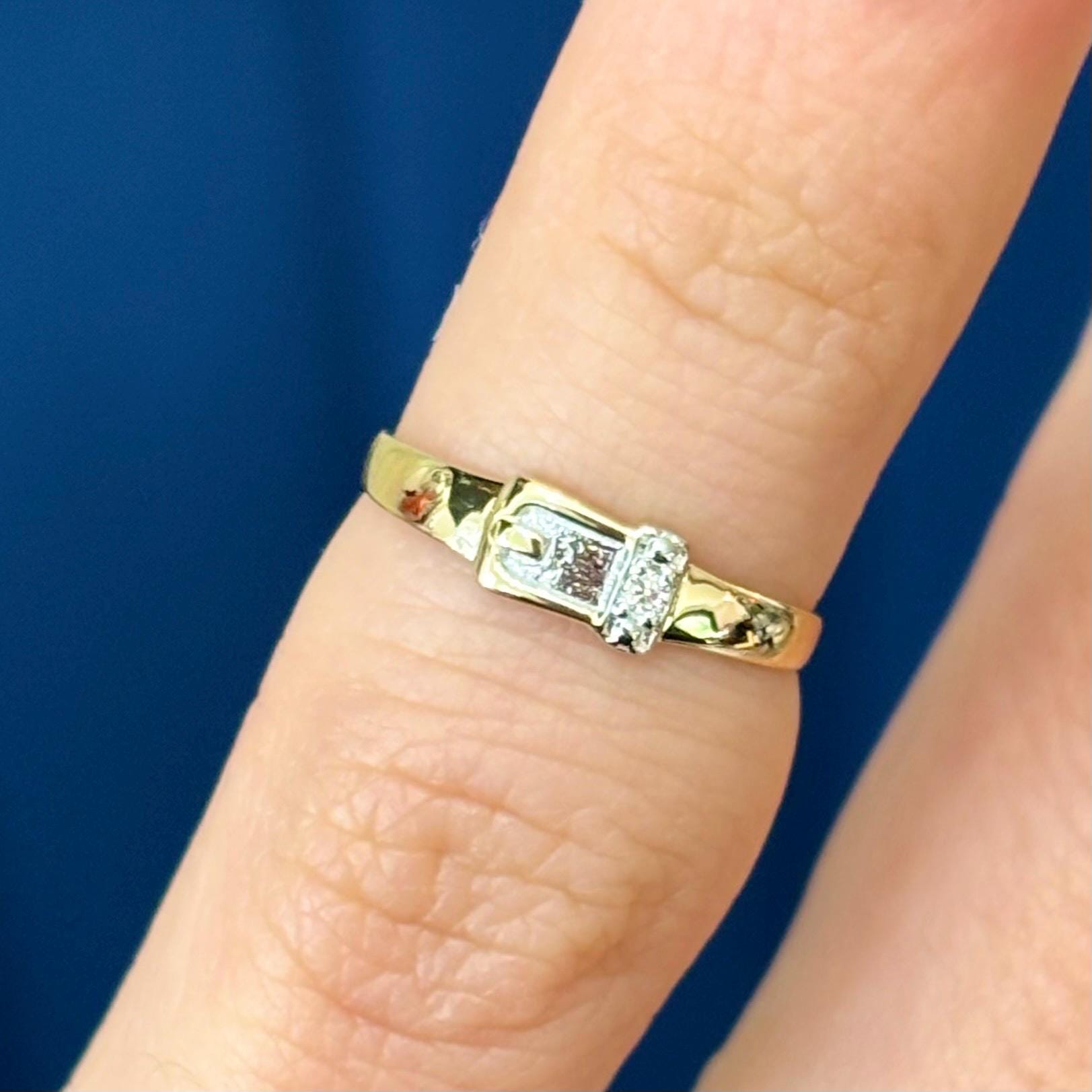 14k Gold and Diamond Buckle Open Band Toe Ring