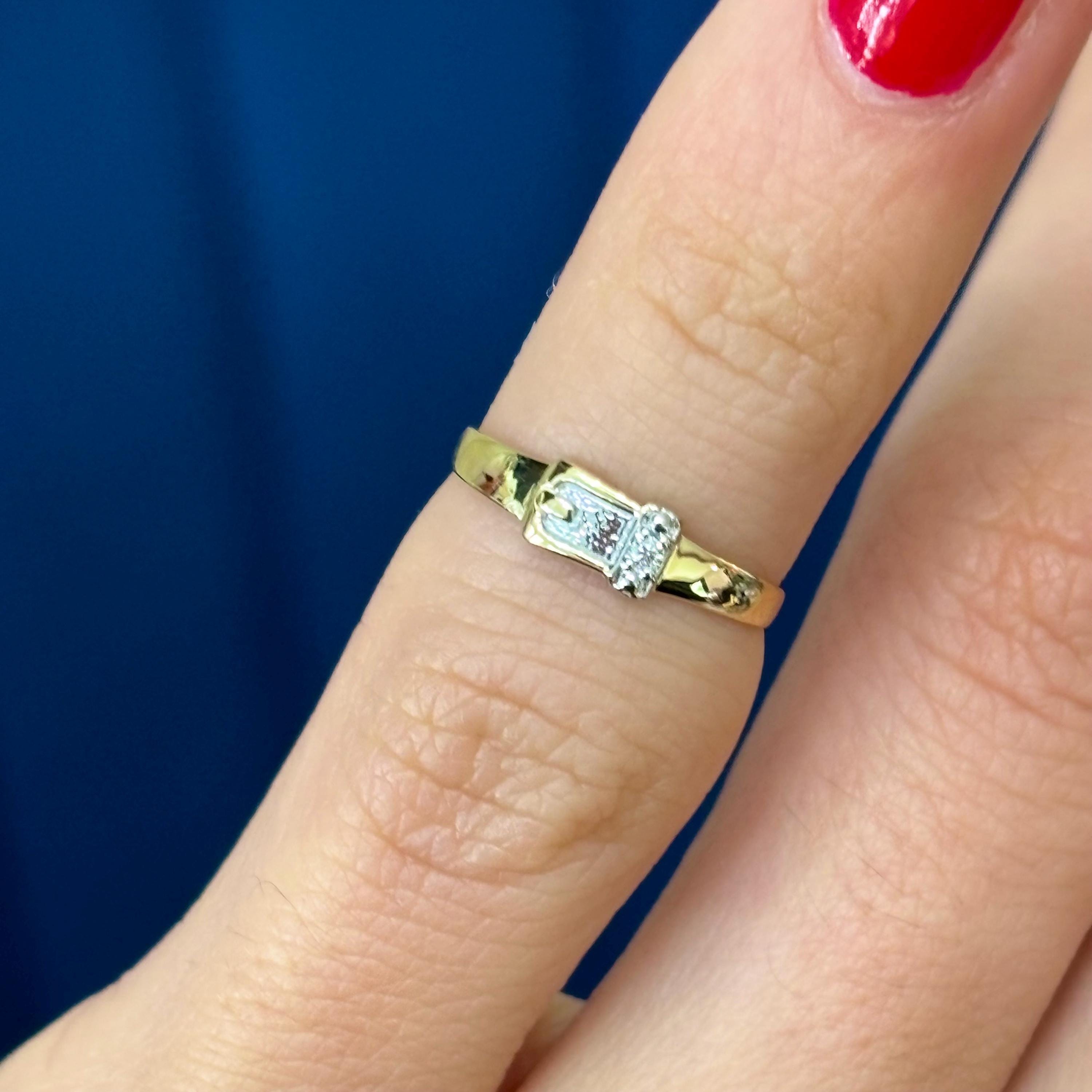 14k Gold and Diamond Buckle Open Band Toe Ring