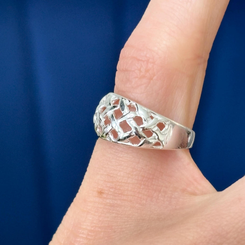 Sterling Silver Lattice Weave Open-design Toe Ring